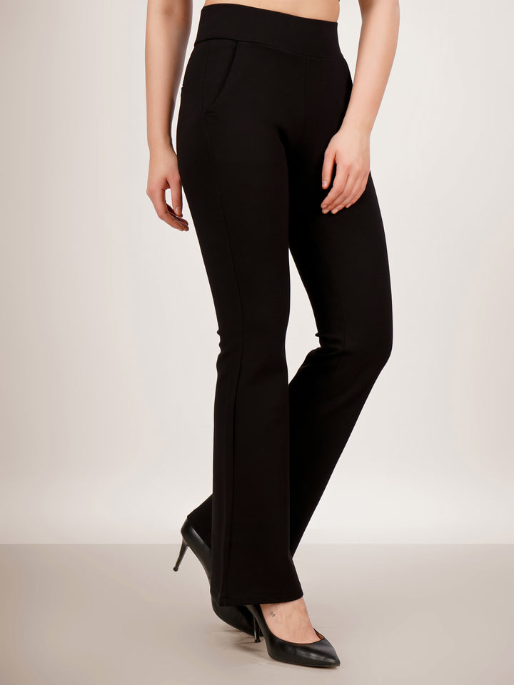 URBAN CONTOUR BELL BOTTOM HIGH WAIST BLACK JEGGING