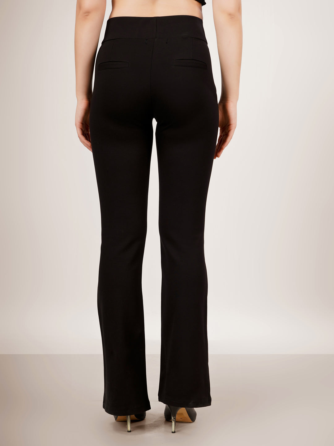 URBAN CONTOUR BELL BOTTOM HIGH WAIST BLACK JEGGING