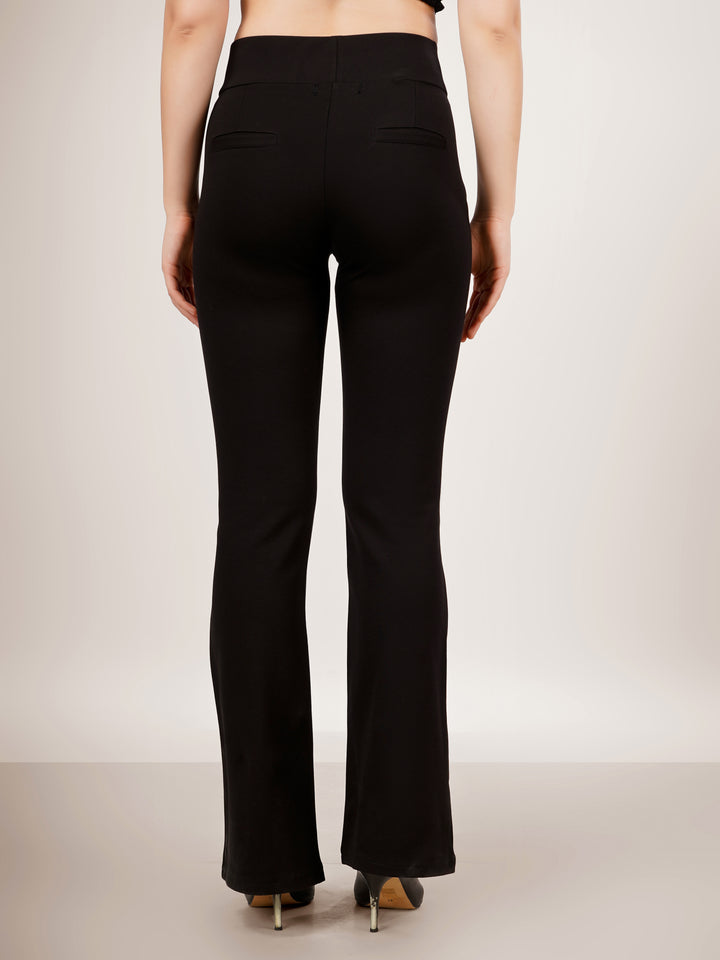 URBAN CONTOUR BELL BOTTOM HIGH WAIST BLACK JEGGING