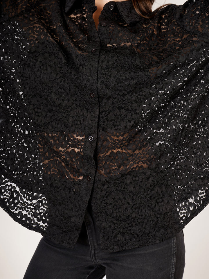 DETAILED CROCHET OPEN SHIRT & TUBE