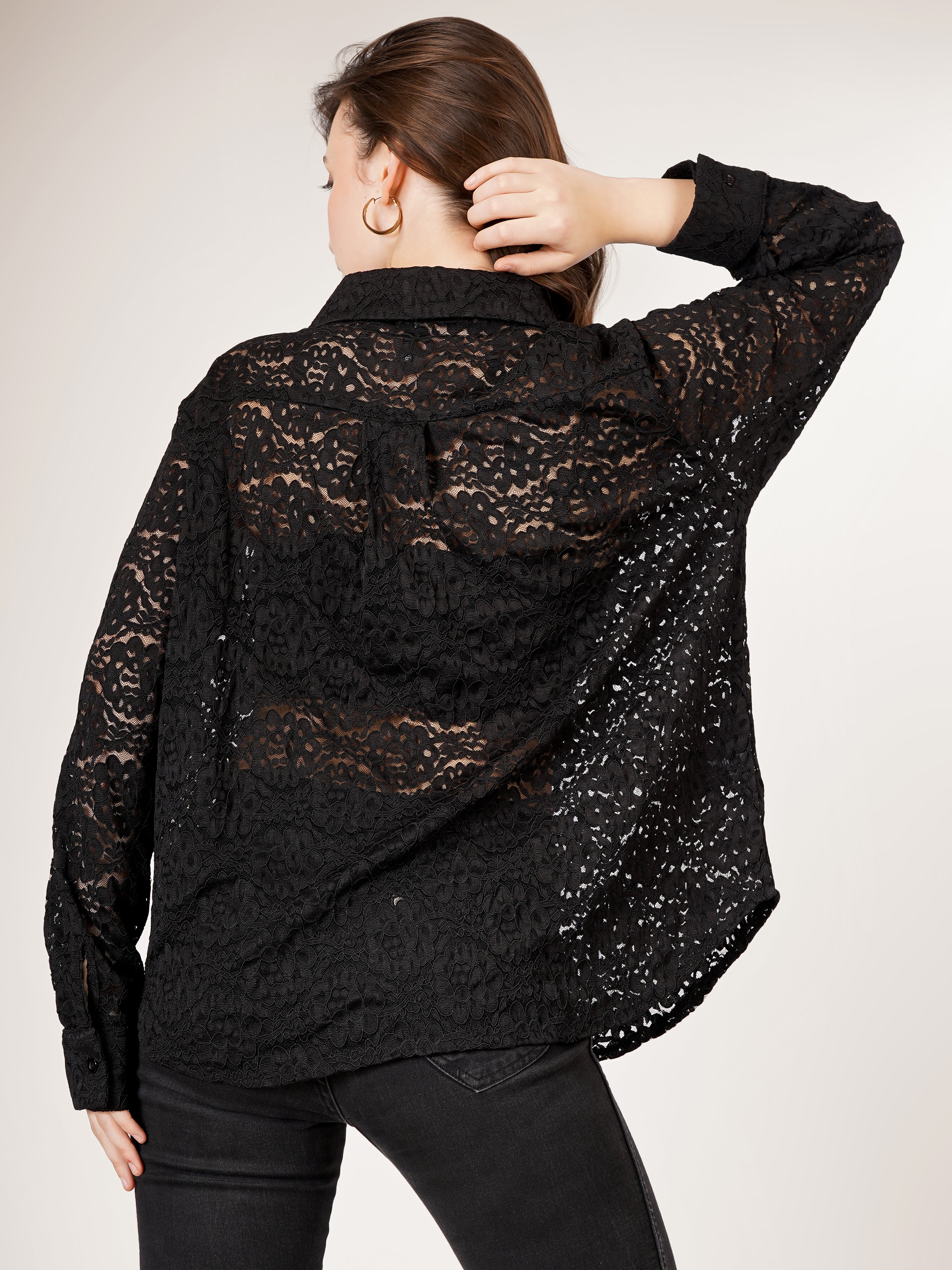 DETAILED CROCHET OPEN SHIRT & TUBE