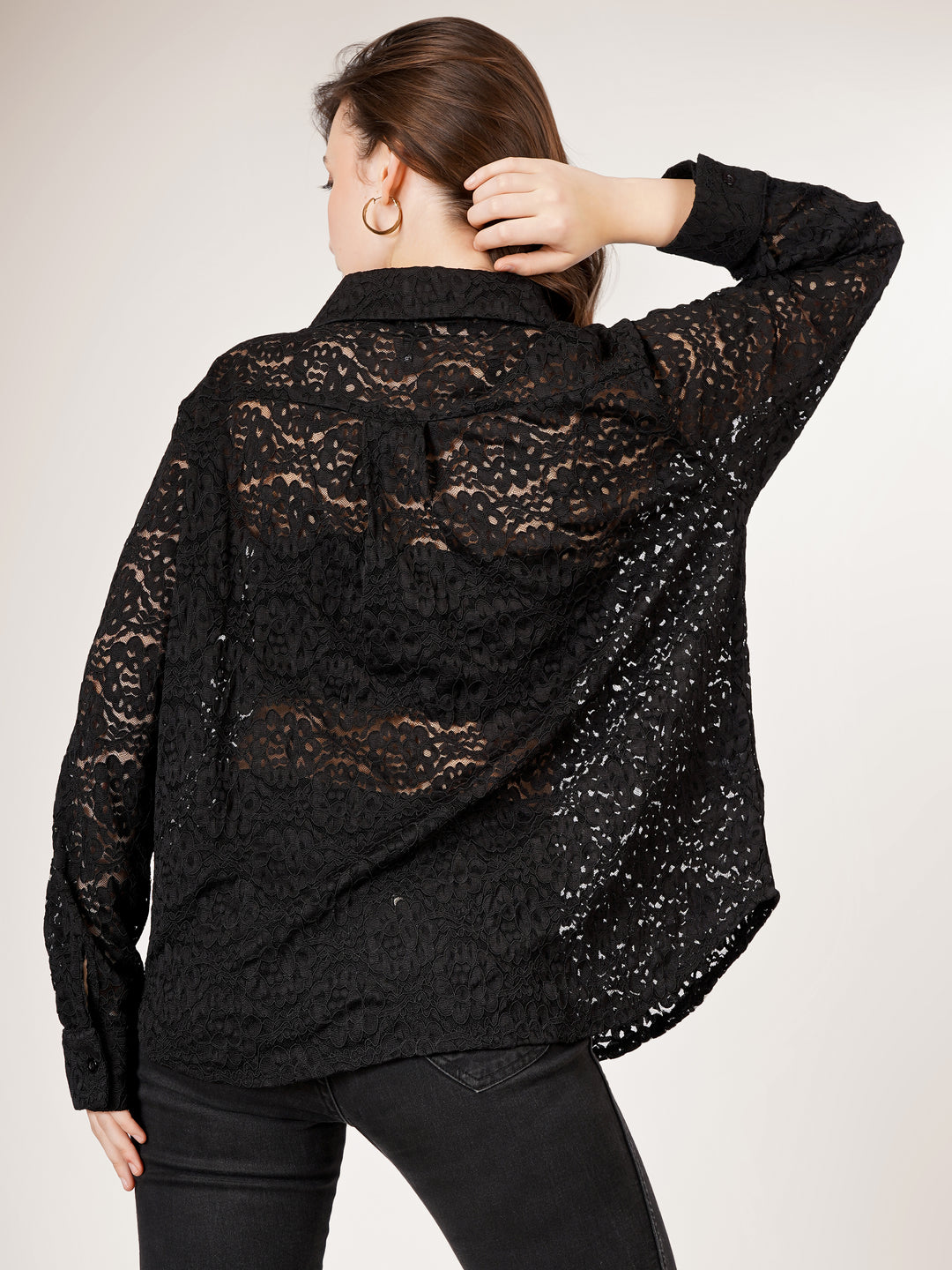 DETAILED CROCHET OPEN SHIRT & TUBE
