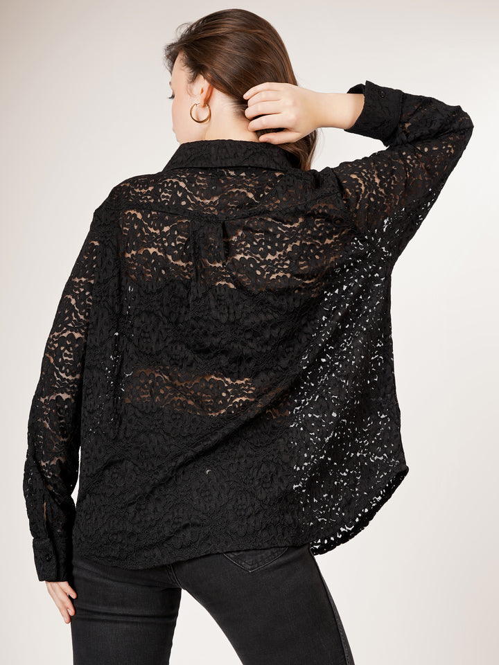 DETAILED CROCHET OPEN SHIRT & TUBE