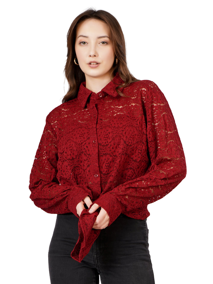 DETAILED CROCHET OPEN SHIRT & TUBE
