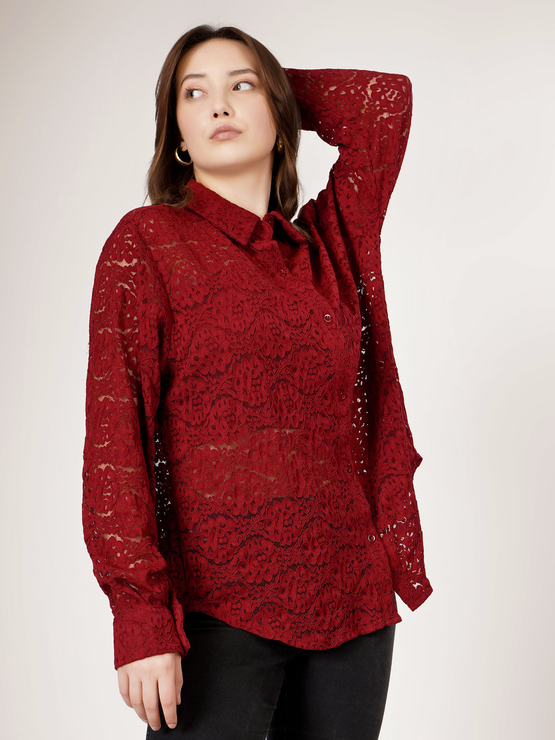 DETAILED CROCHET OPEN SHIRT & TUBE