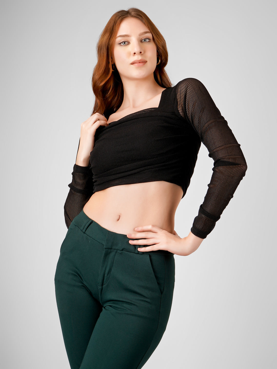SQUARE NECK POWER NET CROP TOP