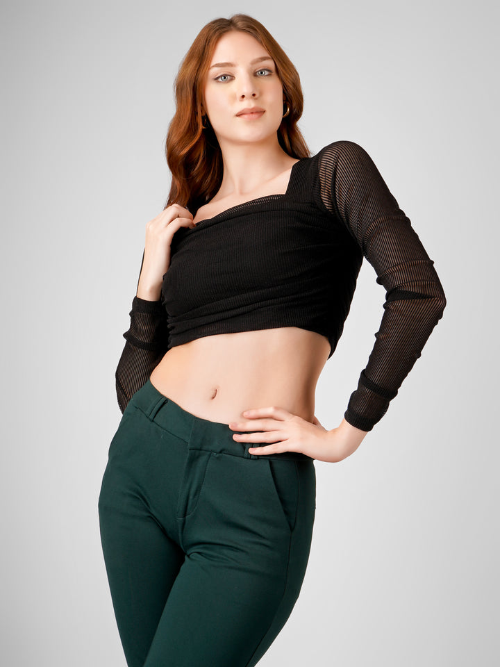 SQUARE NECK POWER NET CROP TOP