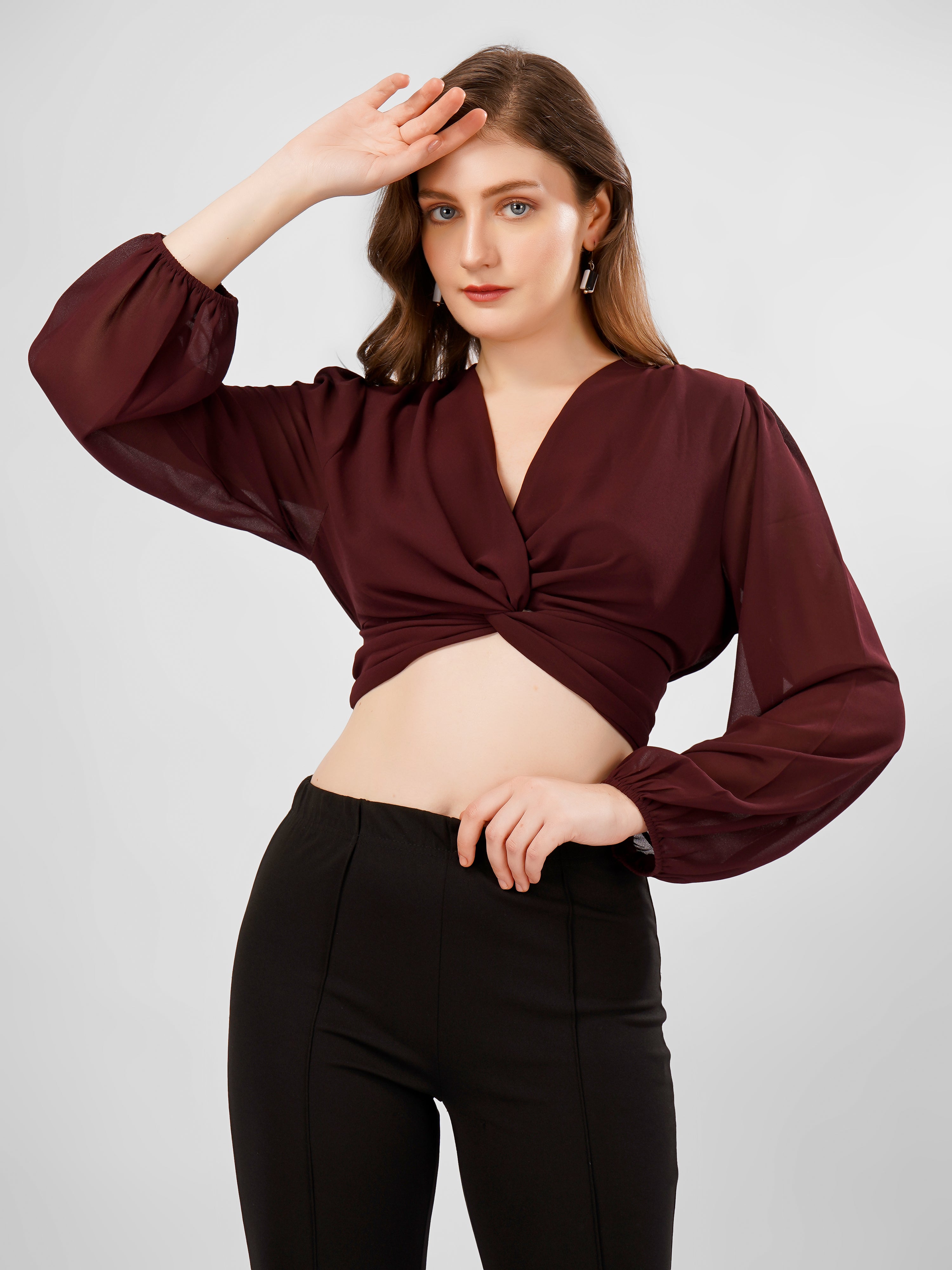 LANTERN SLEEVES CROP TOP