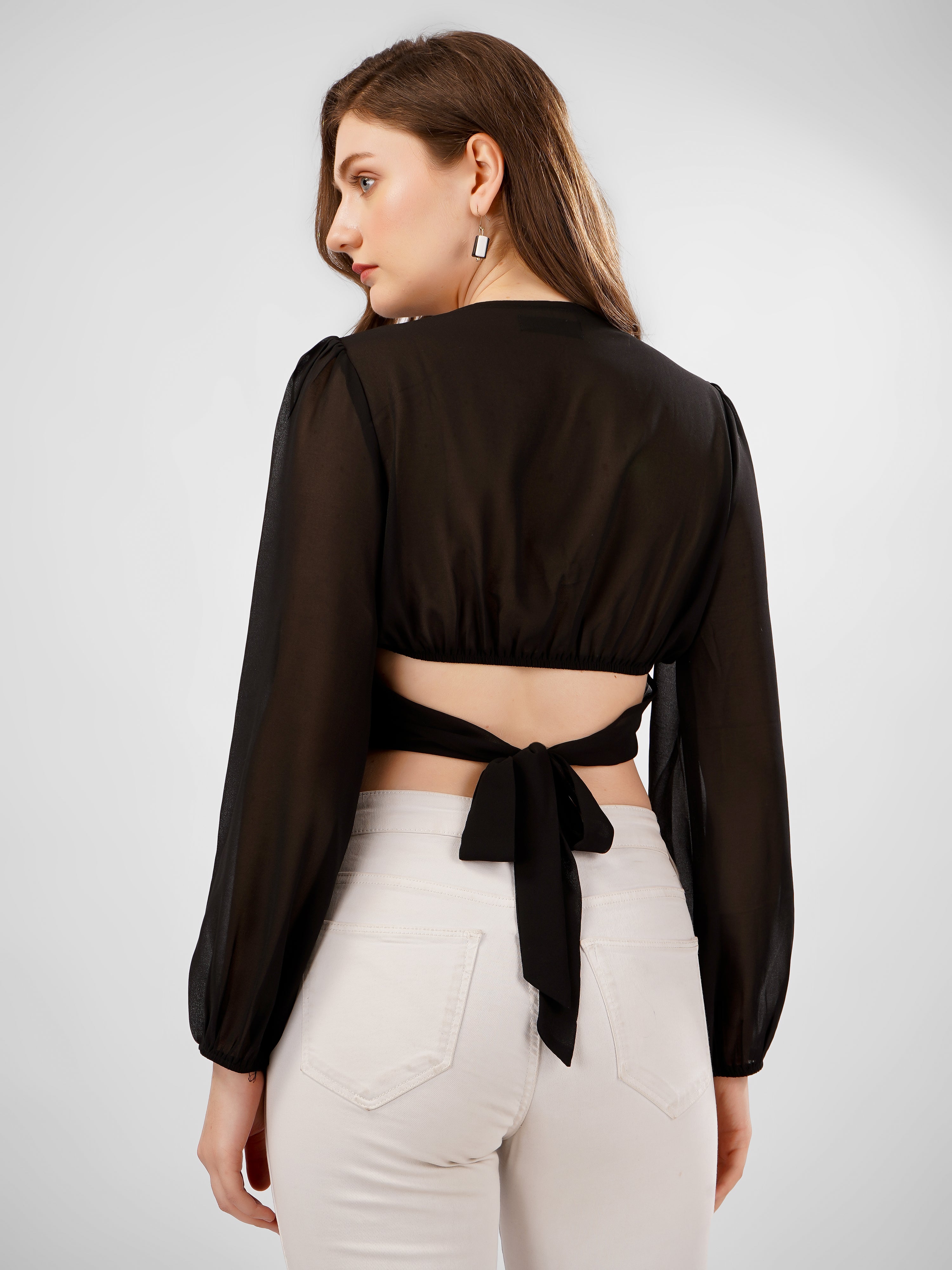 LANTERN SLEEVES CROP TOP