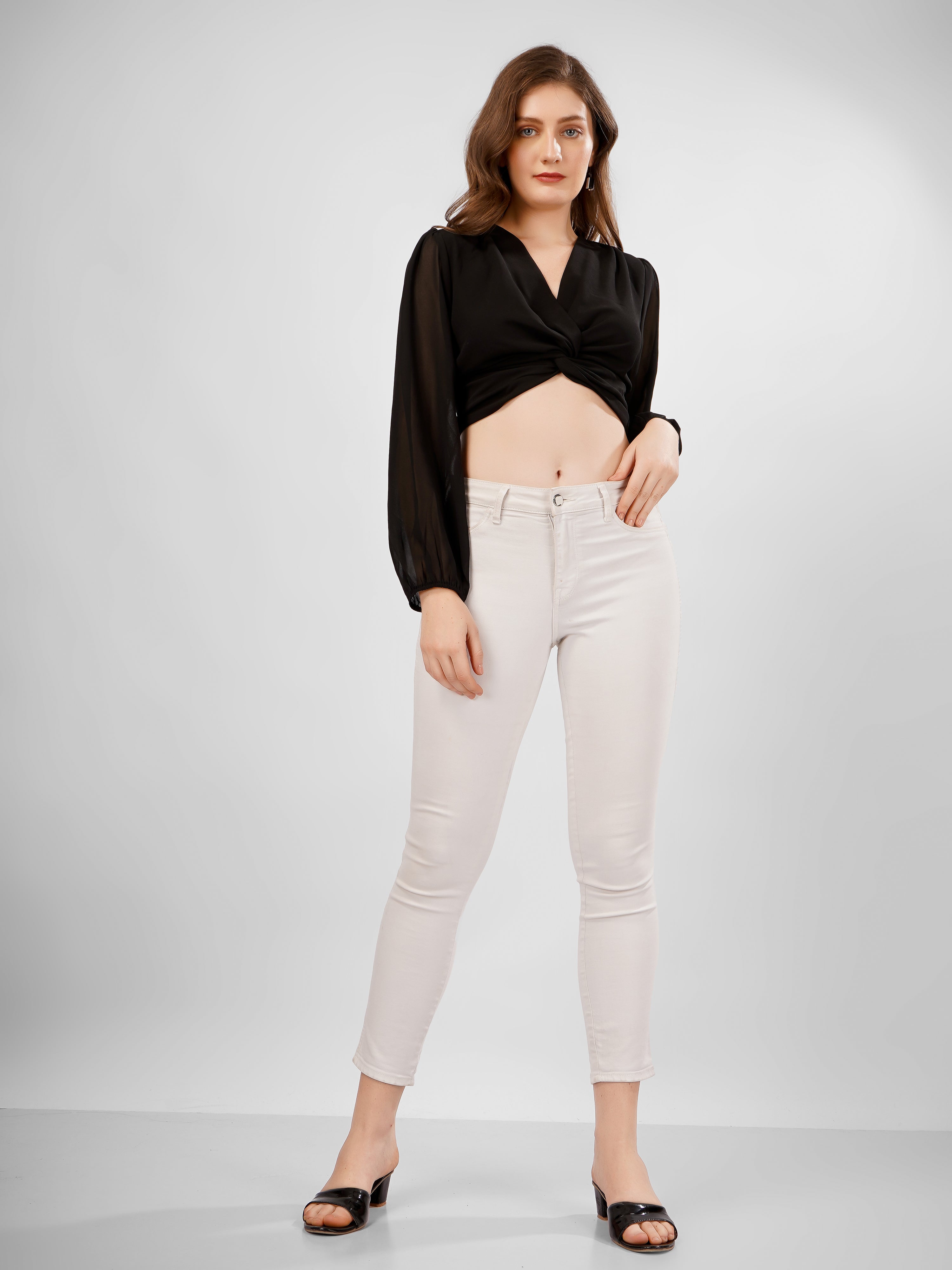 LANTERN SLEEVES CROP TOP