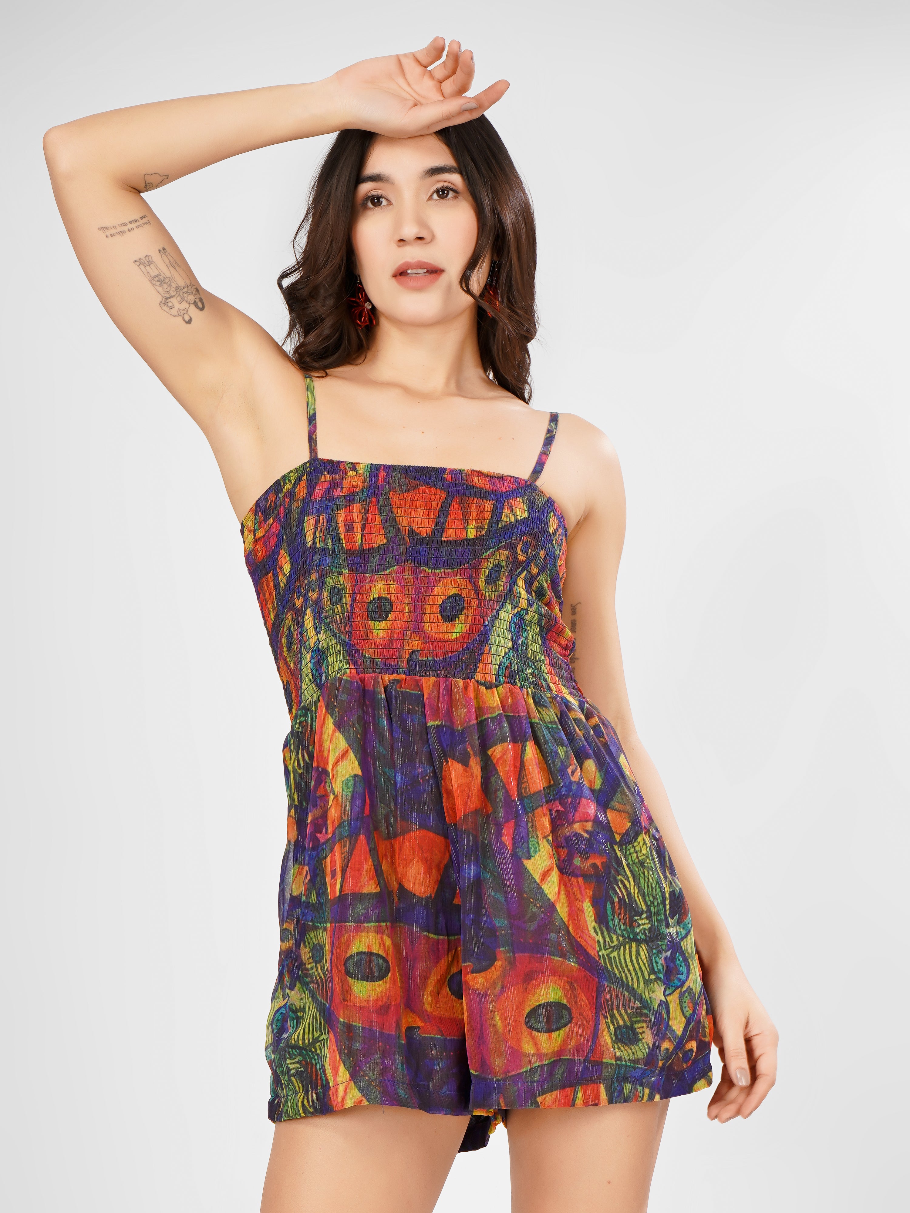 GEORGETTE PRINTED SHORT JUMPSUIT