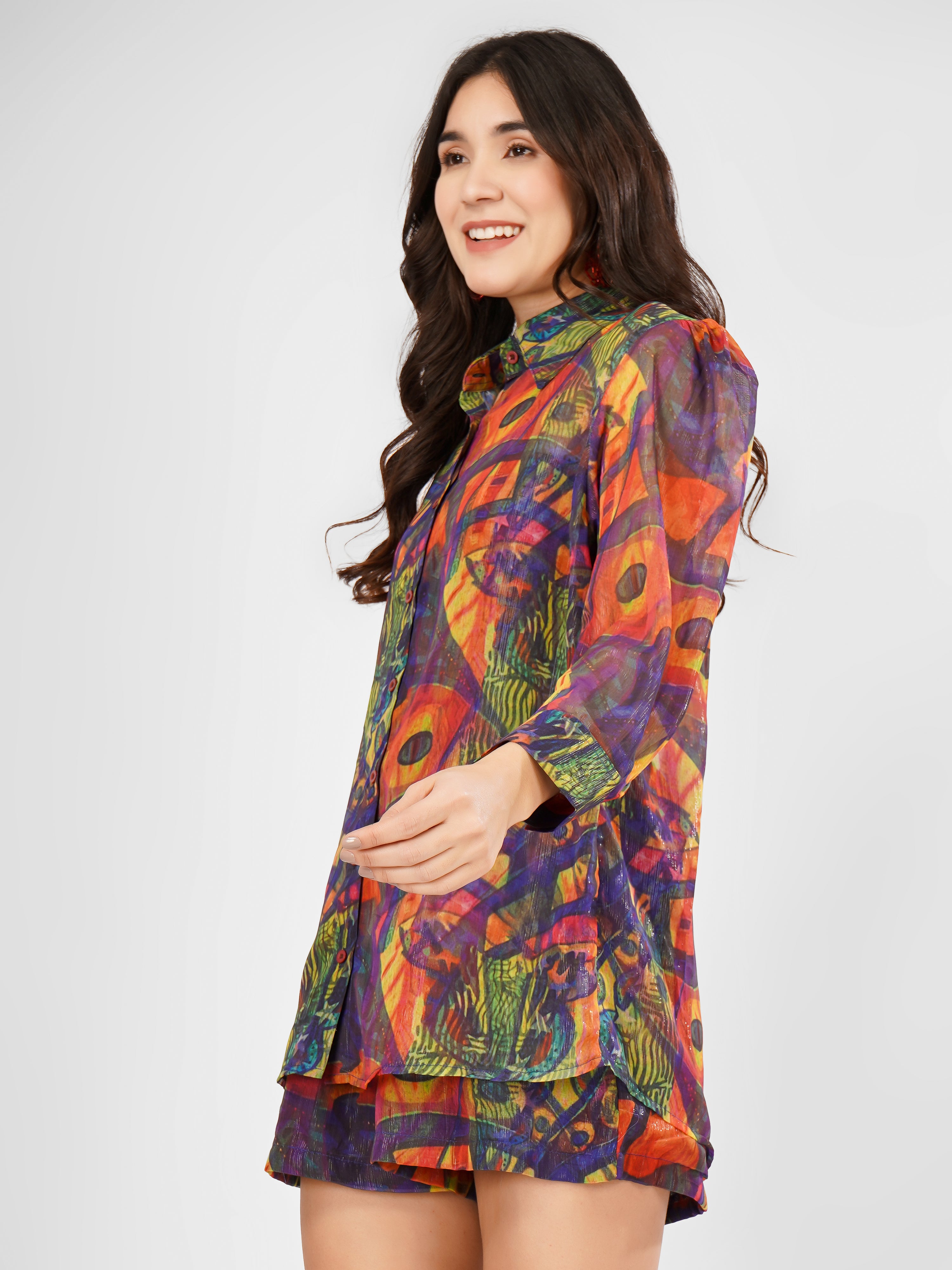GEORGETTE PRINTED SHORT JUMPSUIT