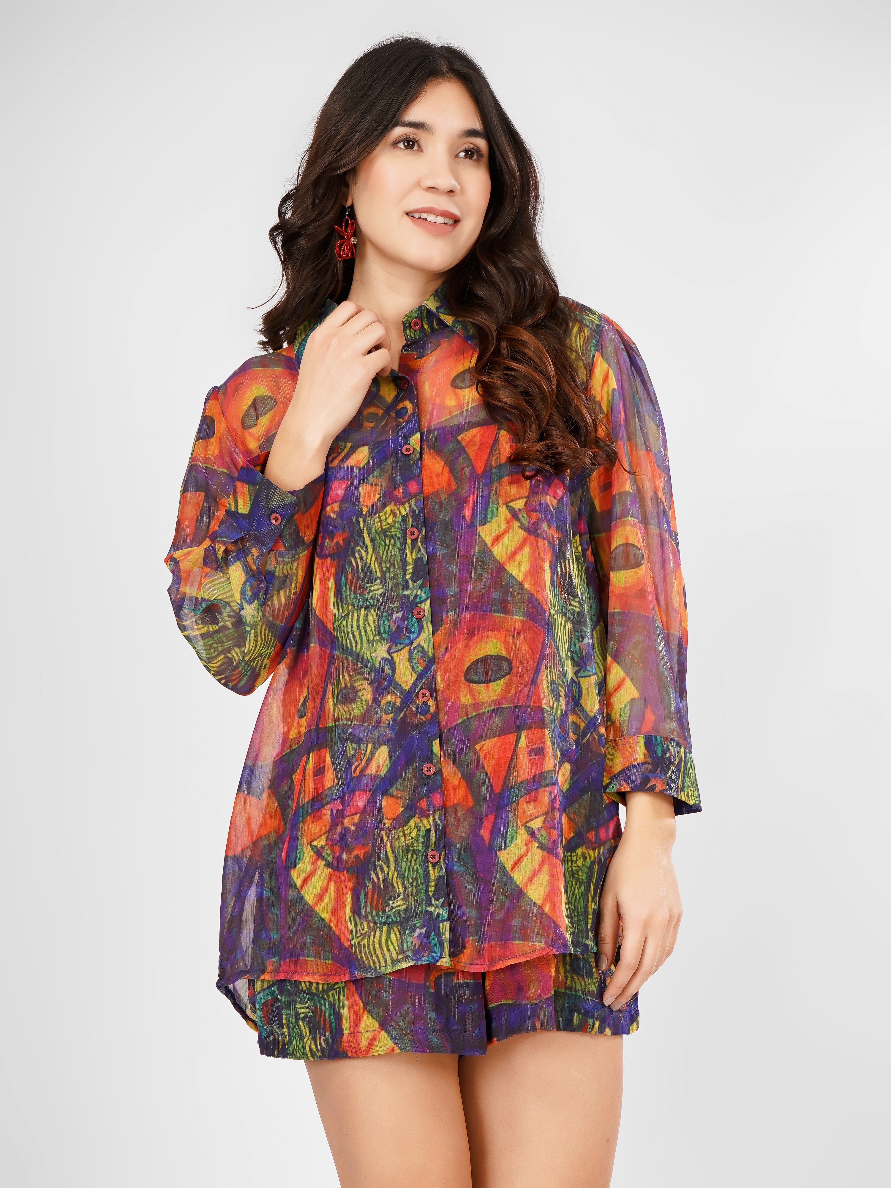 GEORGETTE PRINTED SHORT JUMPSUIT