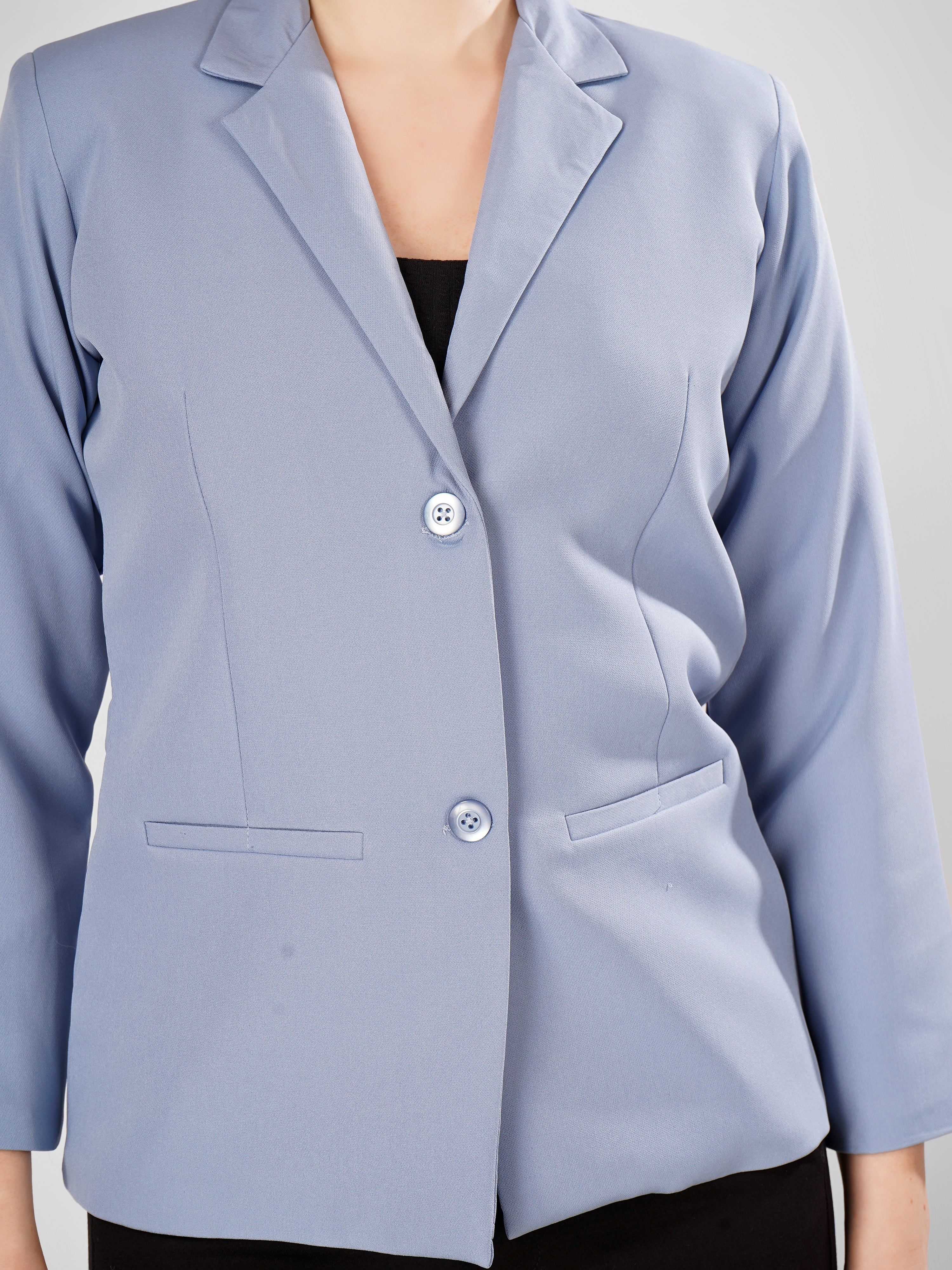 CLASSIC SINGLE BREASTED AQUA BLAZER PLUS SIZE