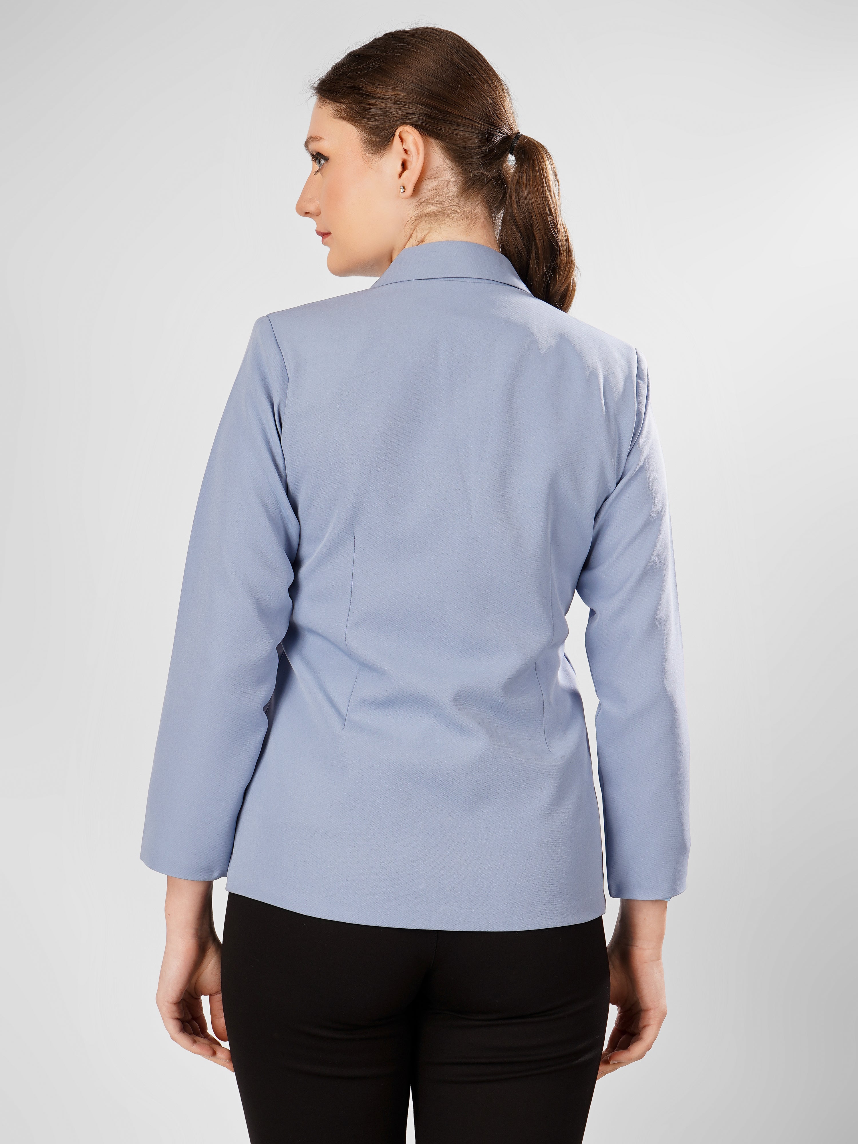 CLASSIC SINGLE BREASTED AQUA BLAZER PLUS SIZE