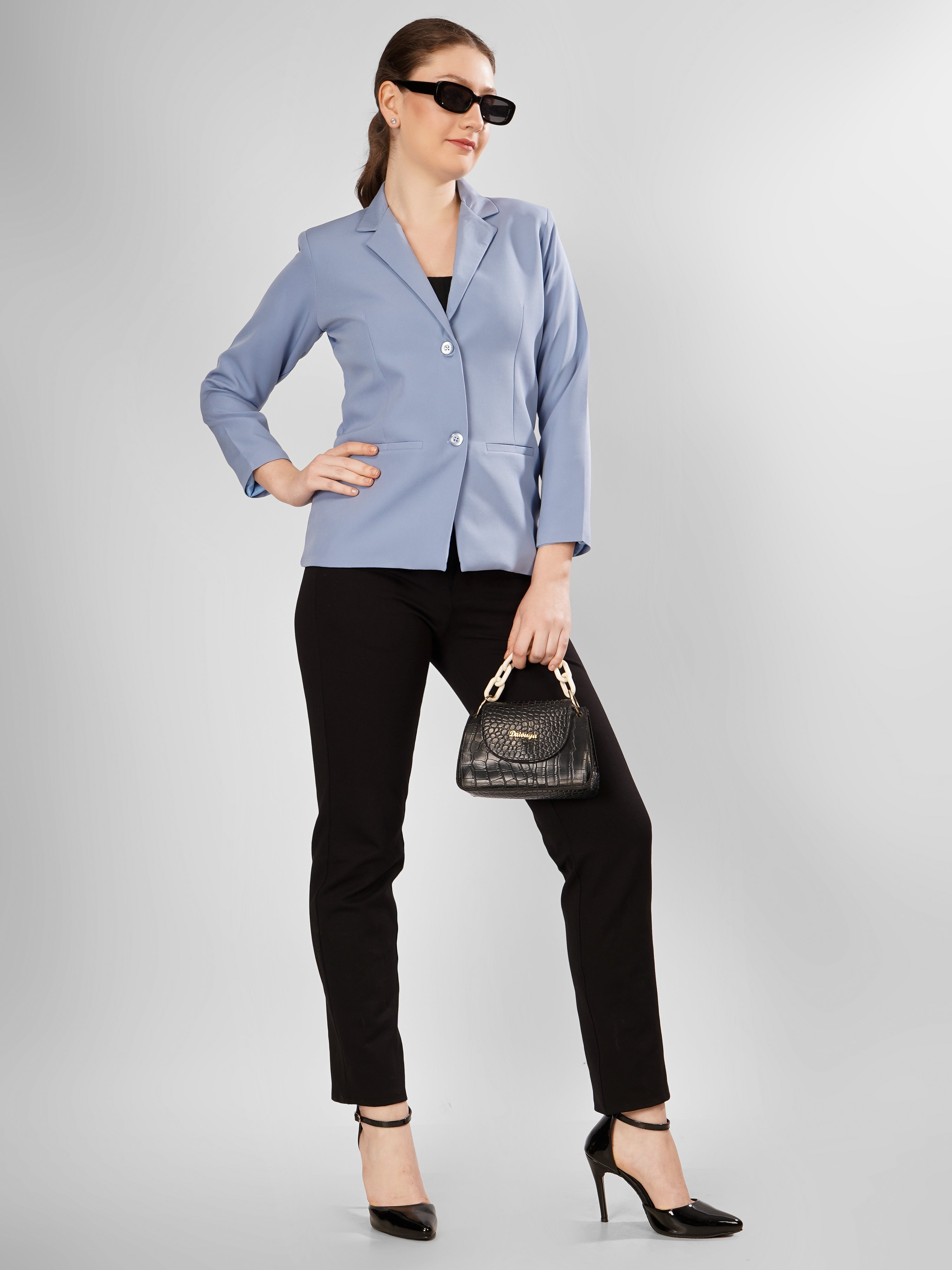 CLASSIC SINGLE BREASTED AQUA BLAZER