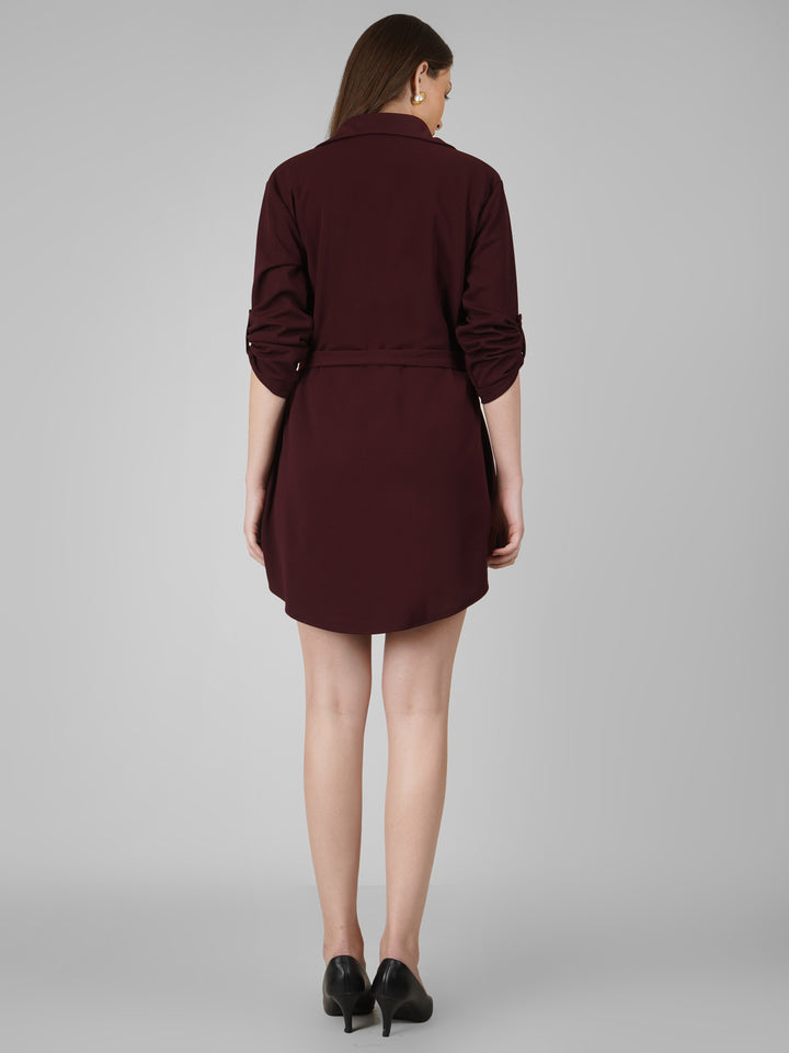 Wrapped Sleeves Shirt Dress