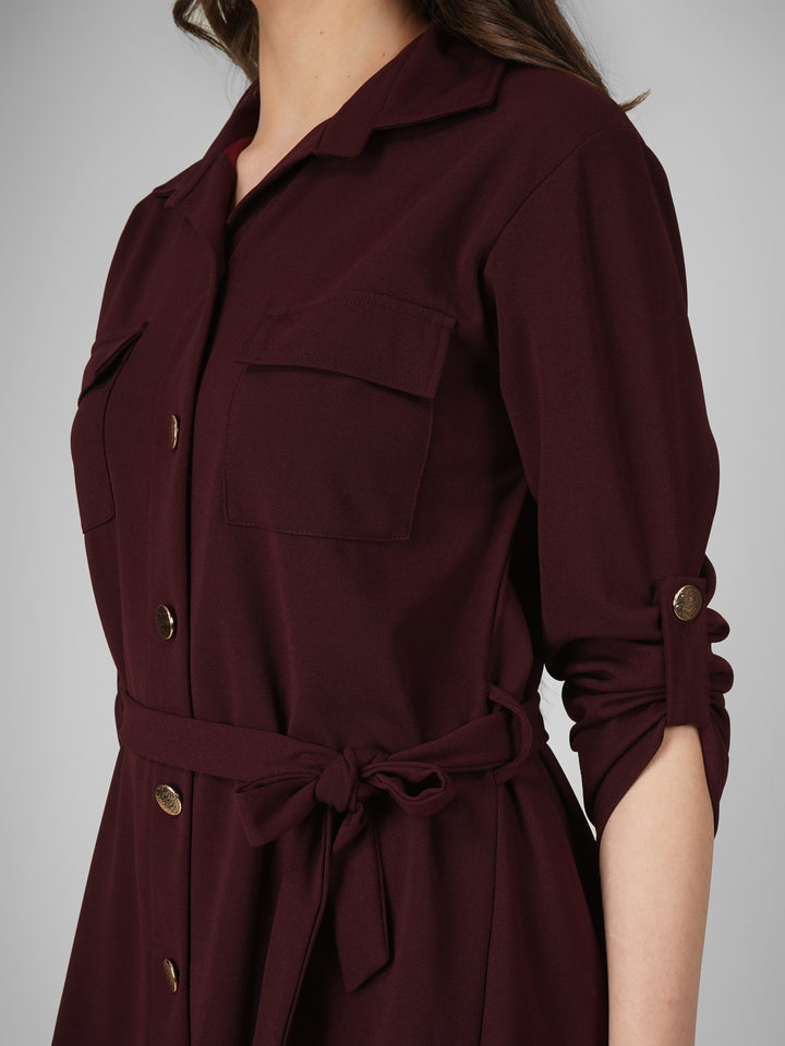 Wrapped Sleeves Shirt Dress