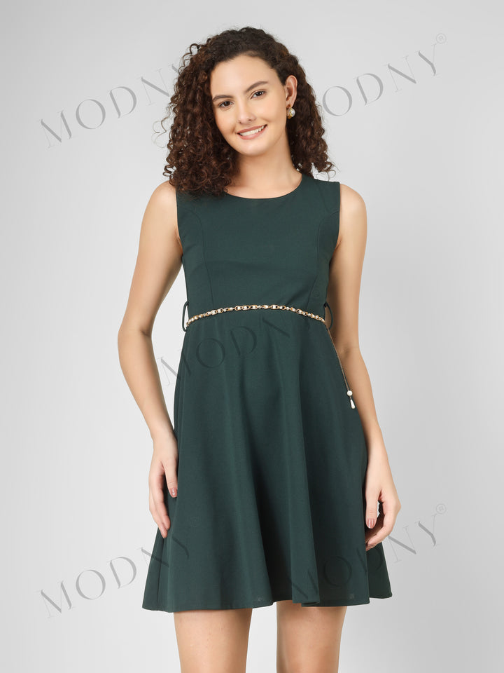 PEARL BELTED MINI DRESS