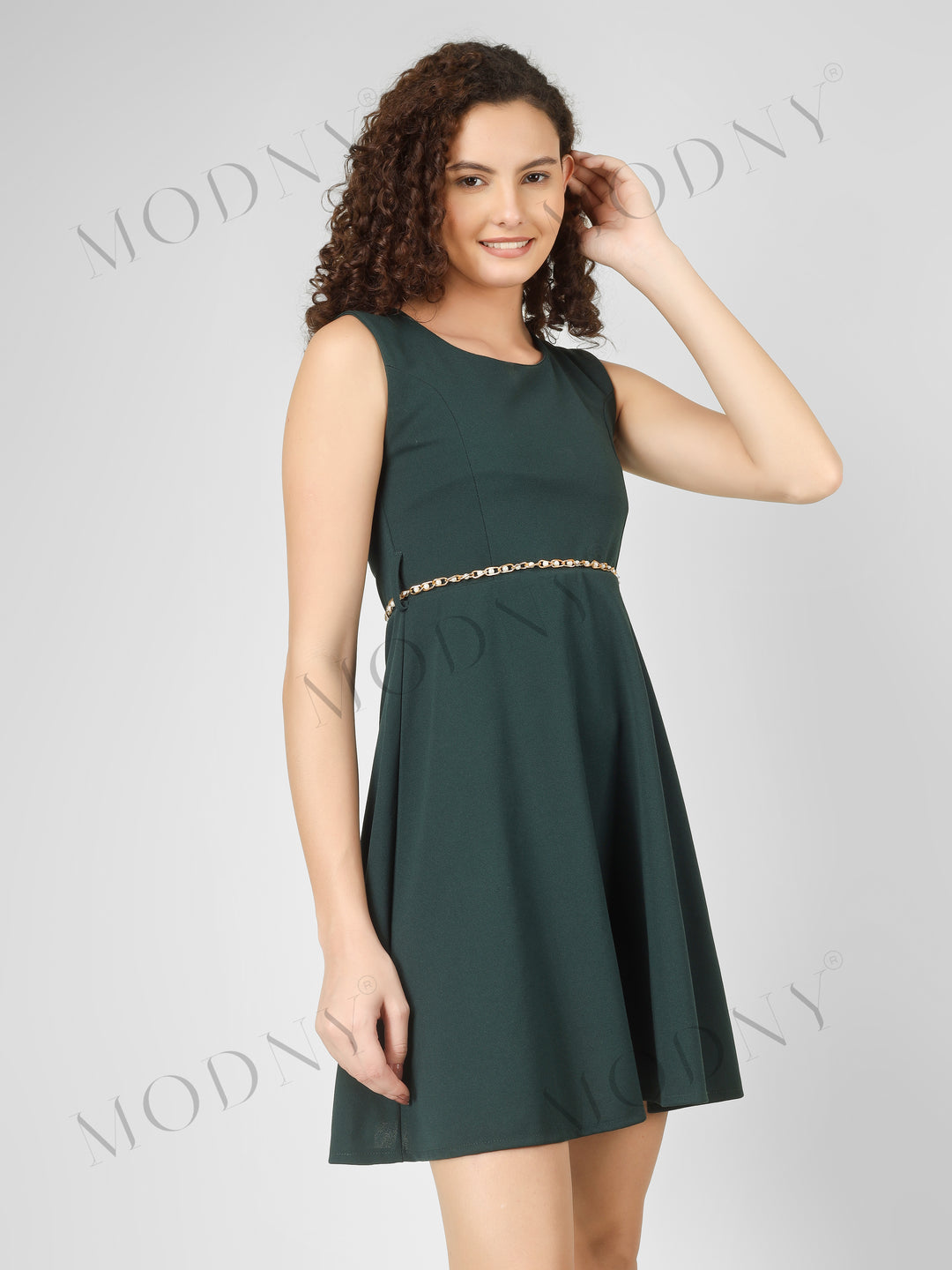 PEARL BELTED MINI DRESS