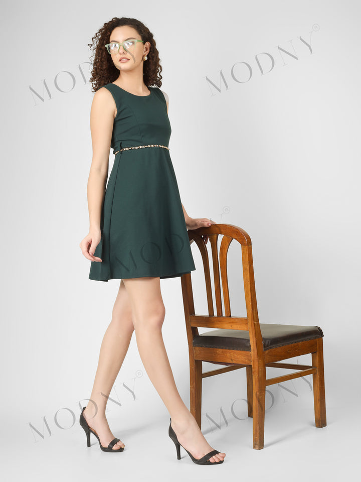 PEARL BELTED MINI DRESS