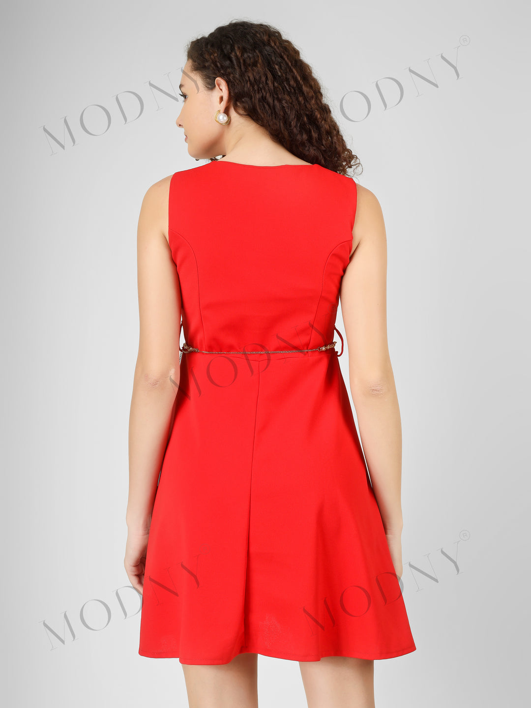 PEARL BELTED MINI DRESS