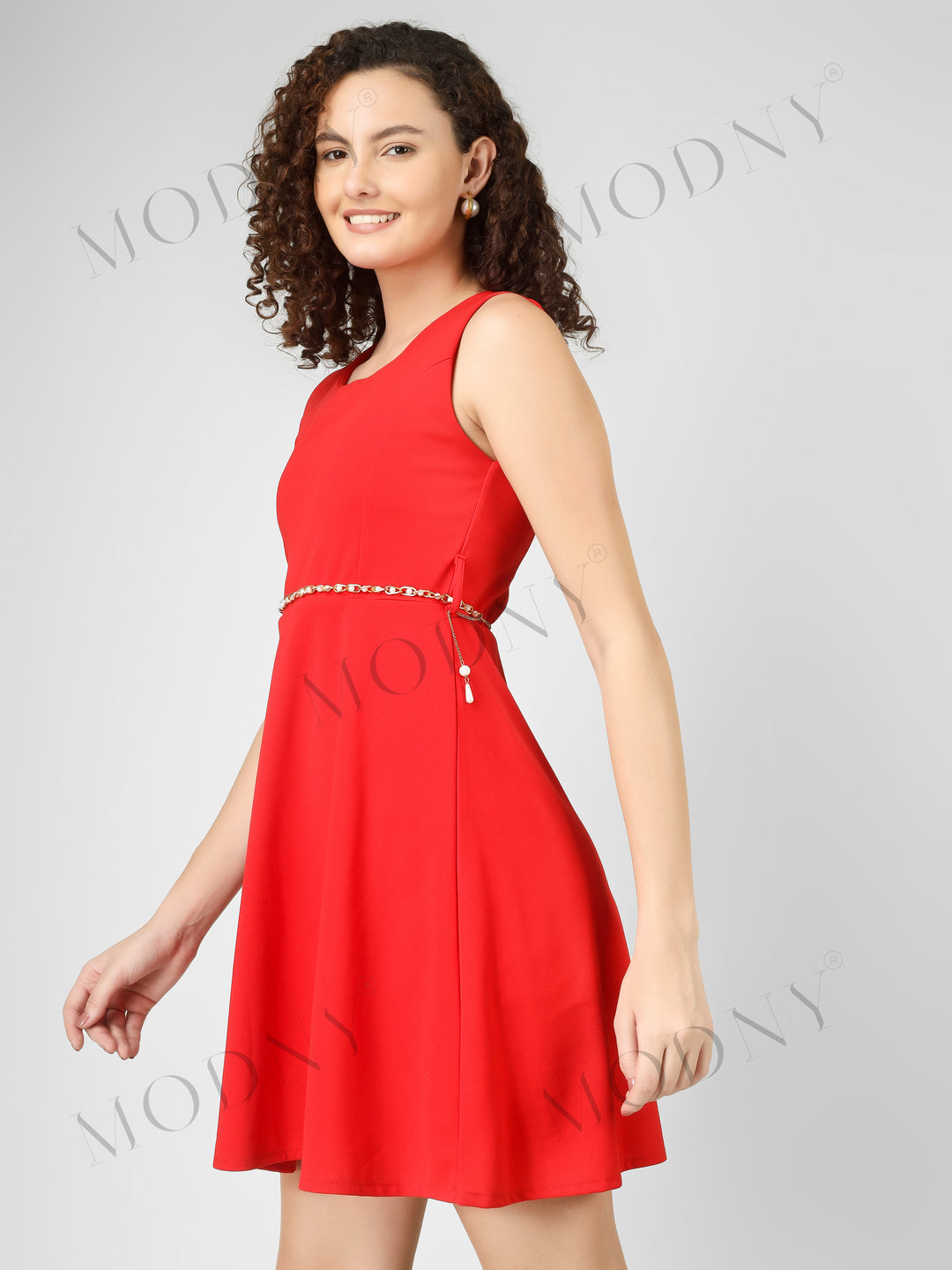 PEARL BELTED MINI DRESS