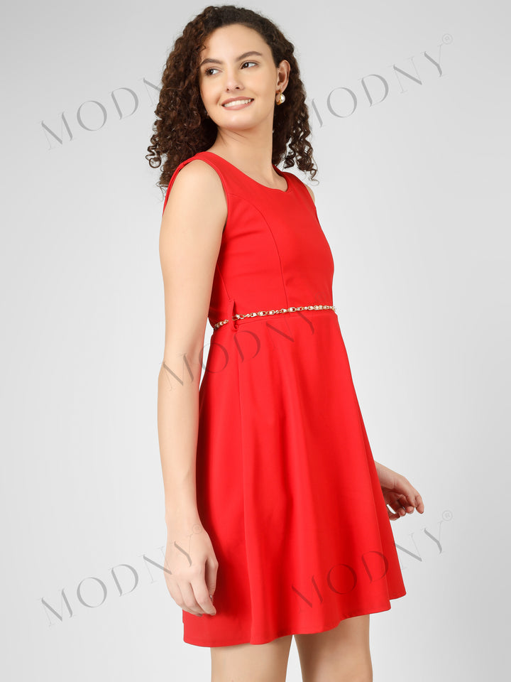 PEARL BELTED MINI DRESS