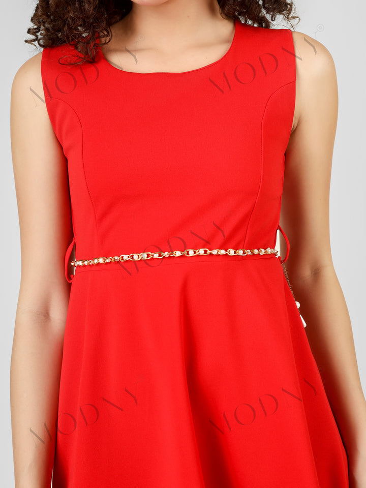 PEARL BELTED MINI DRESS