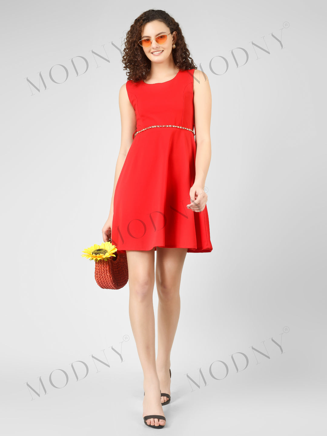 PEARL BELTED MINI DRESS