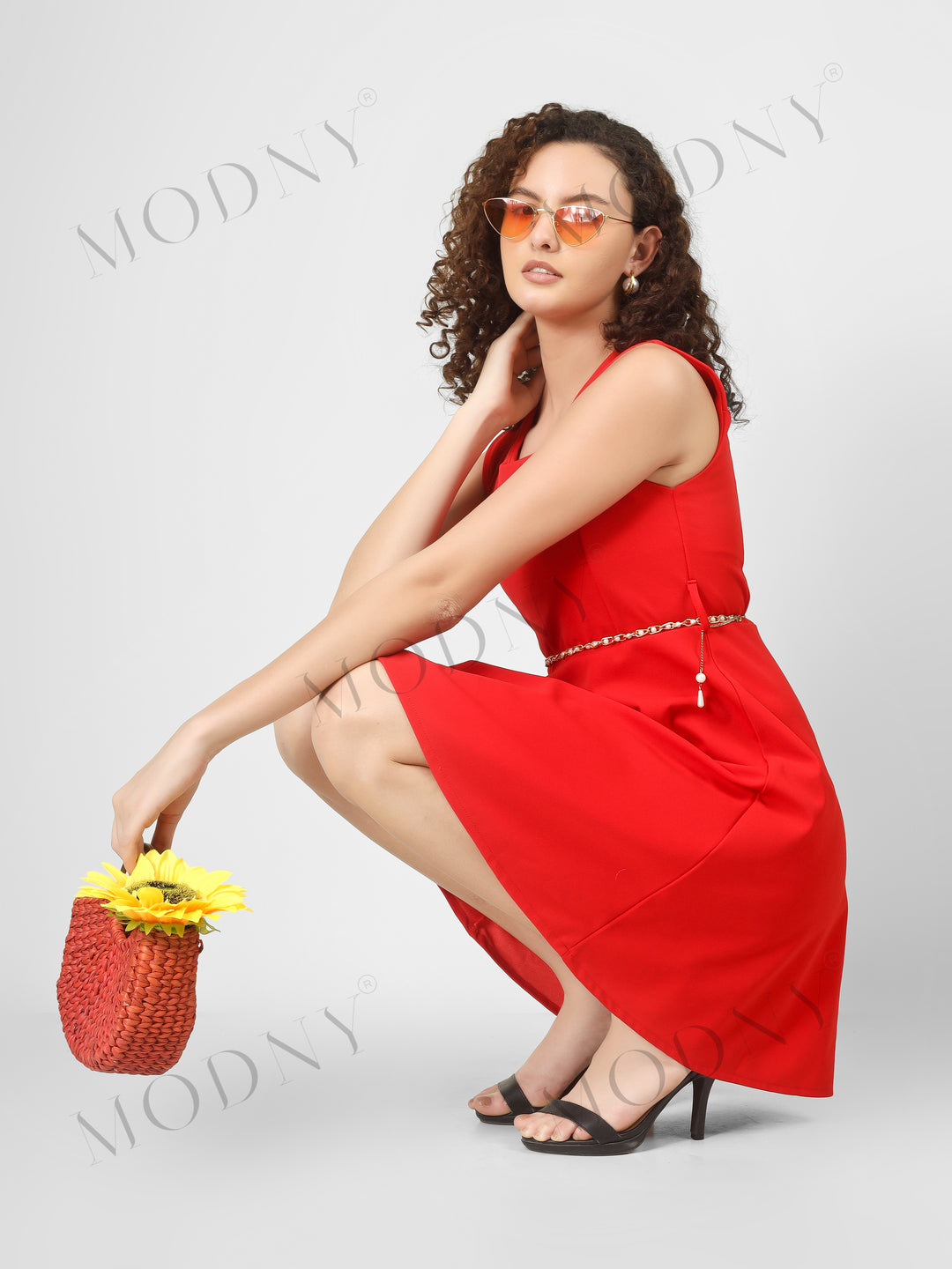 PEARL BELTED MINI DRESS