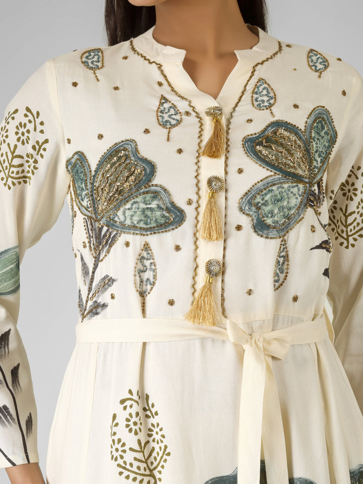 EMBELLISHED FLORAL MAXI DRESS