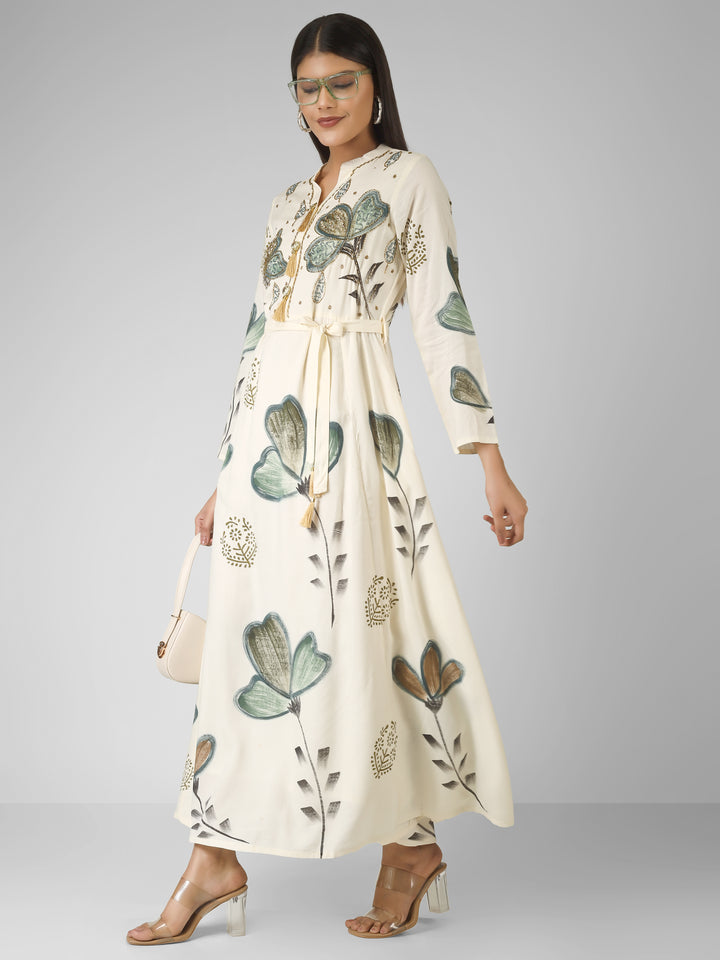 EMBELLISHED FLORAL MAXI DRESS