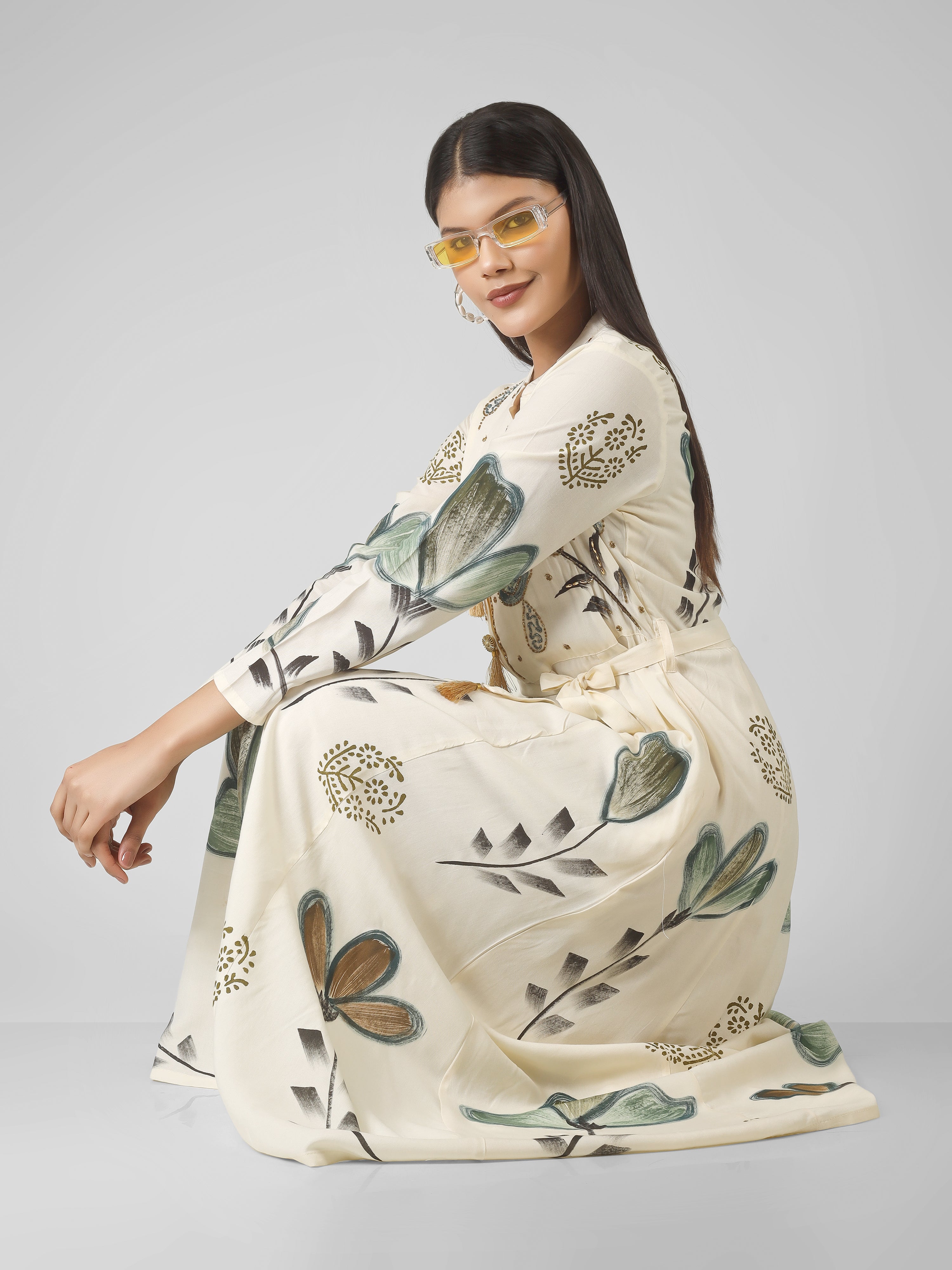 EMBELLISHED FLORAL MAXI DRESS