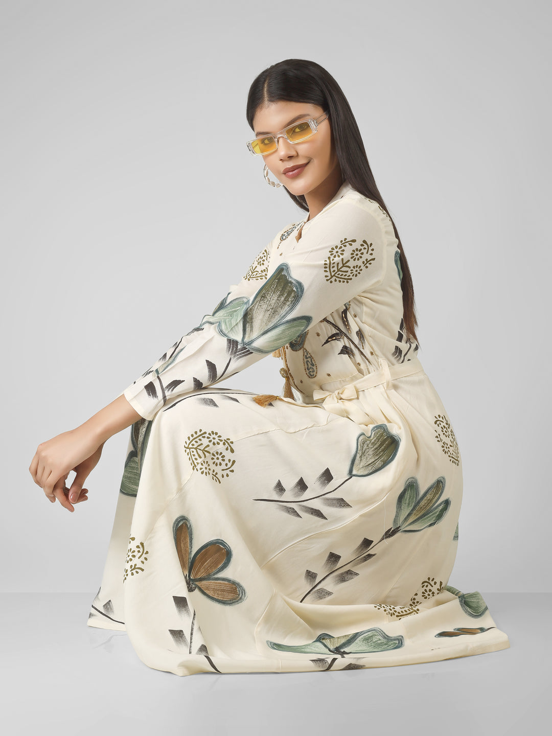 EMBELLISHED FLORAL MAXI DRESS