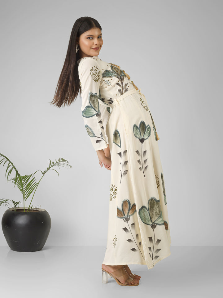 EMBELLISHED FLORAL MAXI DRESS