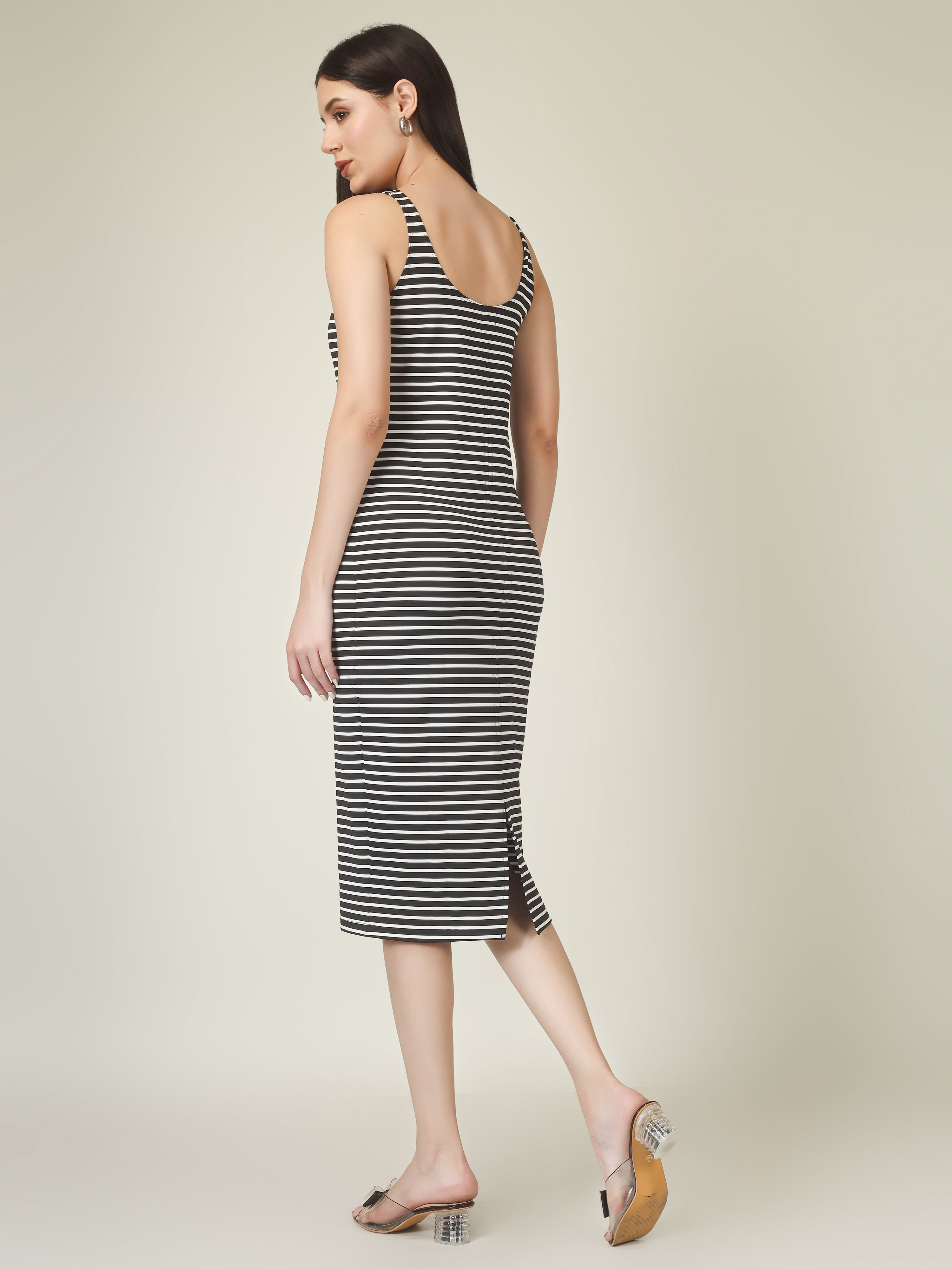 VIBRANT STRIPES MIDI DRESS
