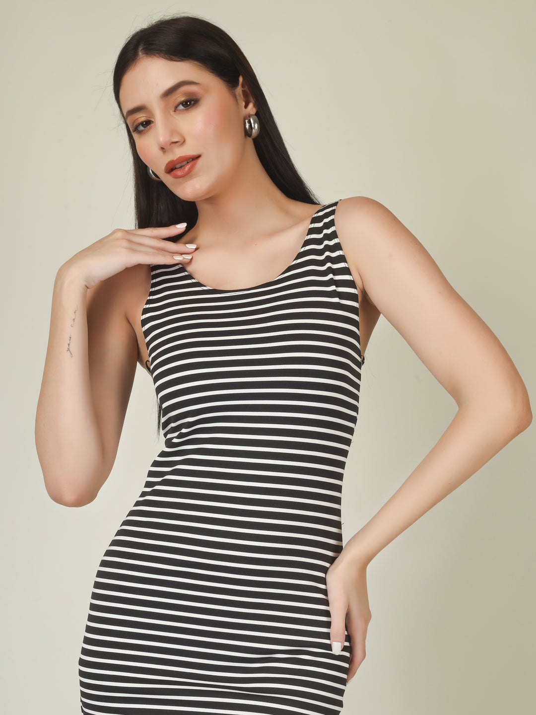 VIBRANT STRIPES MIDI DRESS