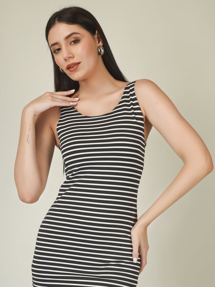 VIBRANT STRIPES MIDI DRESS