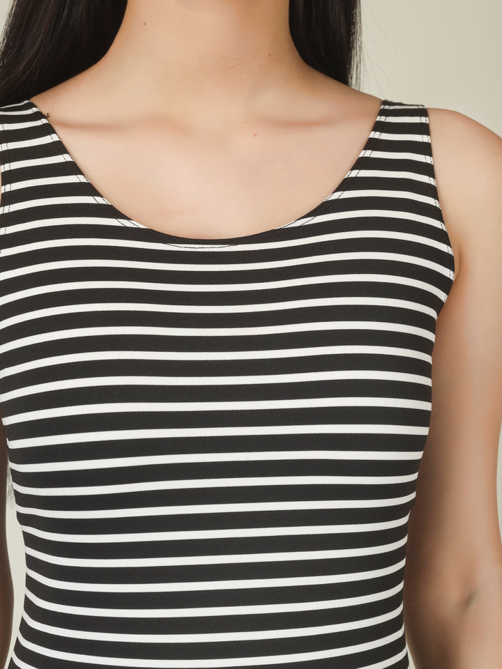VIBRANT STRIPES MIDI DRESS