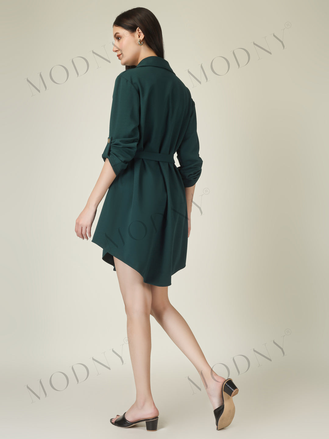 Wrapped Sleeves Shirt Dress