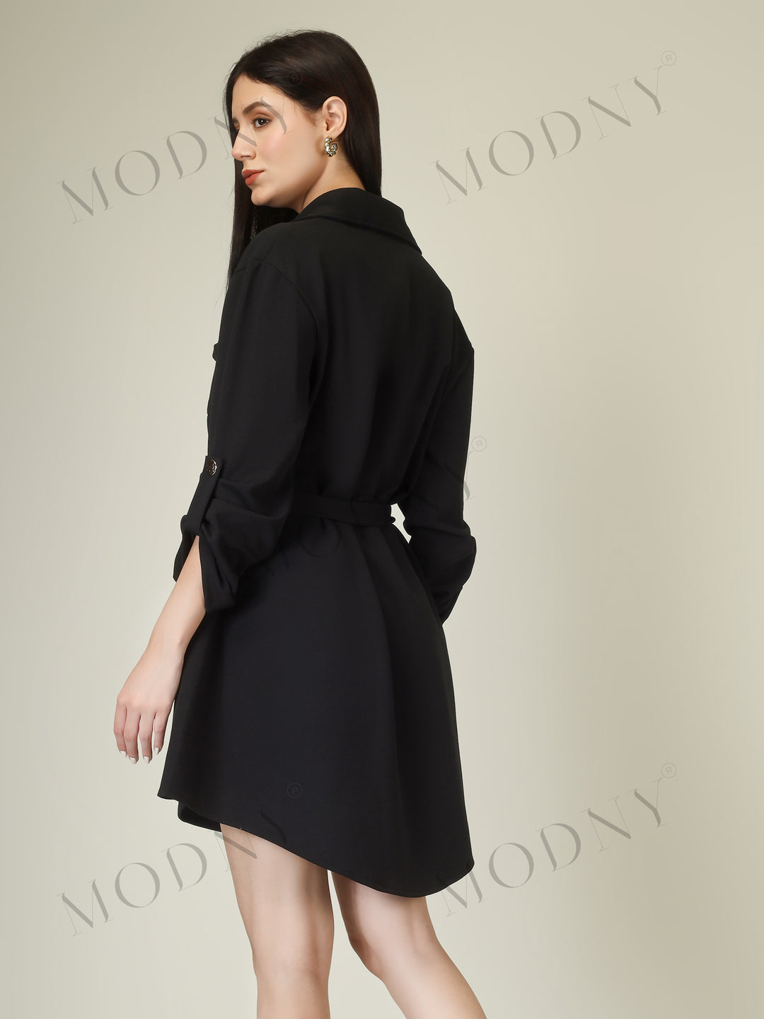 Wrapped Sleeves Shirt Dress