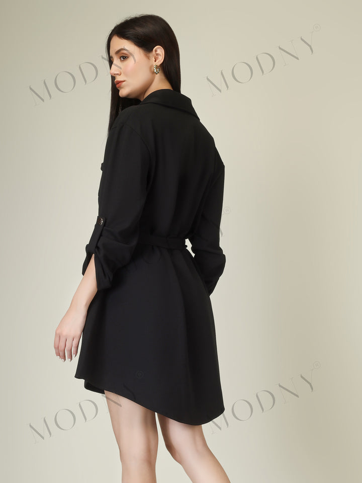 Wrapped Sleeves Shirt Dress