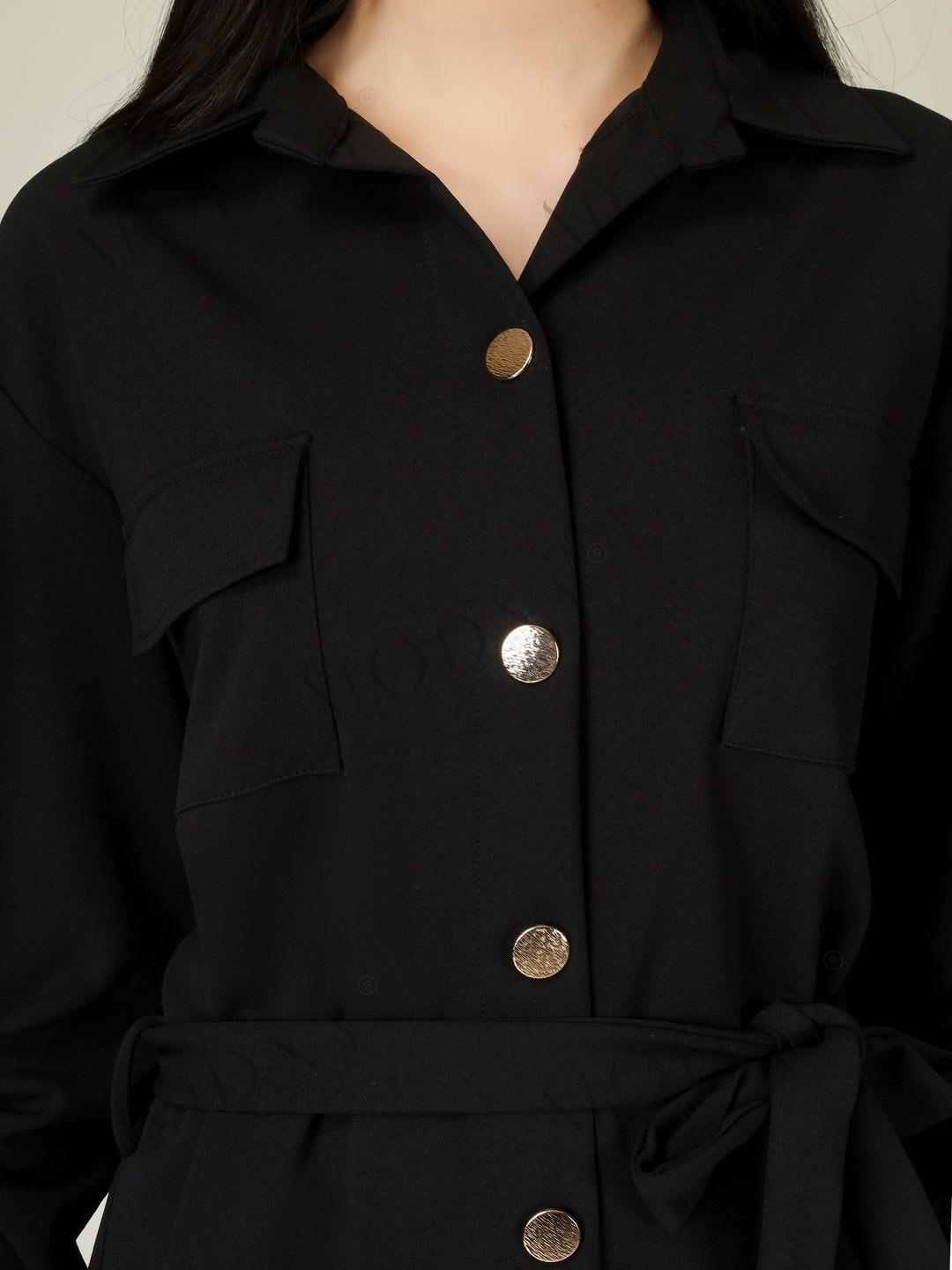 Wrapped Sleeves Shirt Dress