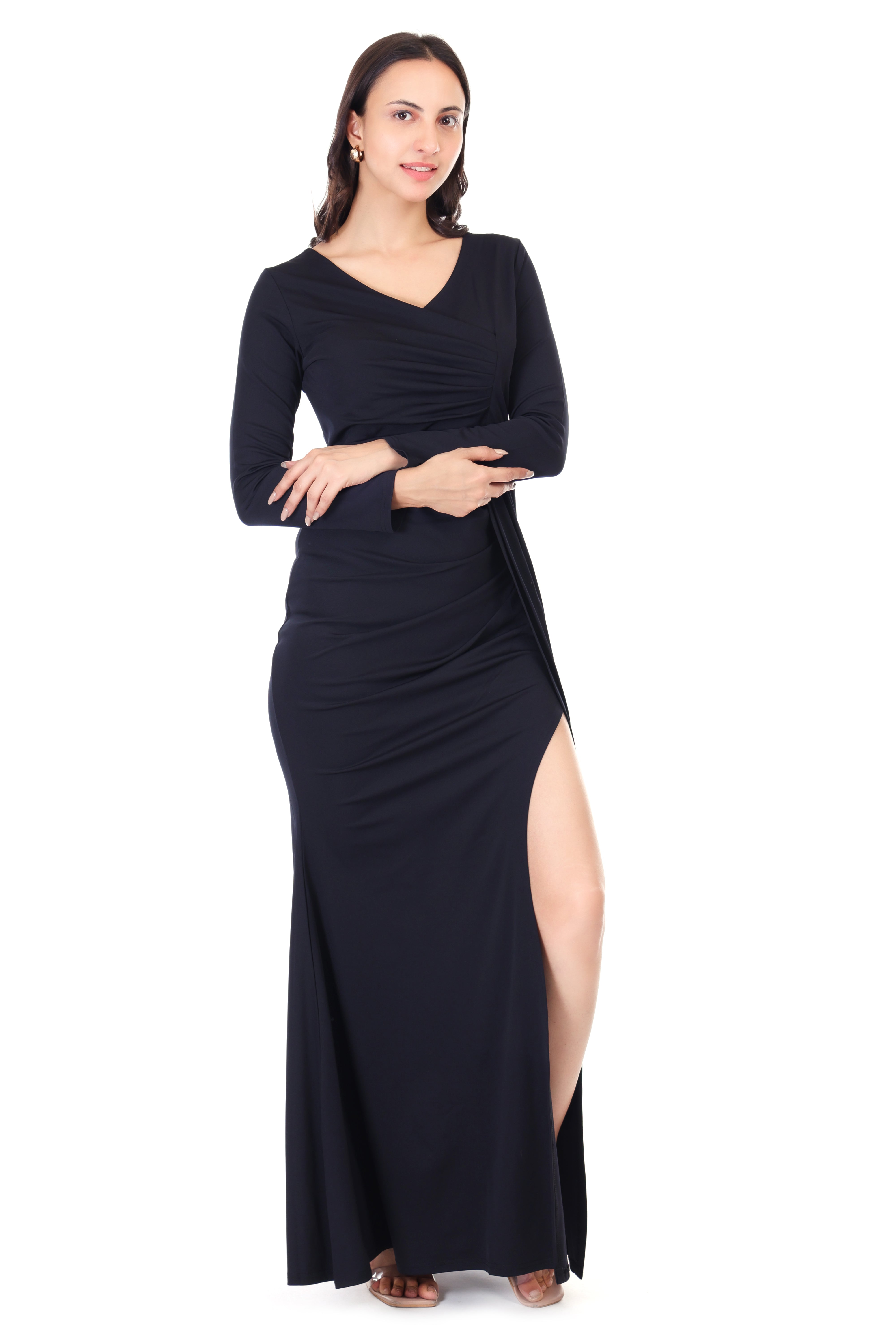 FRONT SLIT CLASSY MAXI DRESS