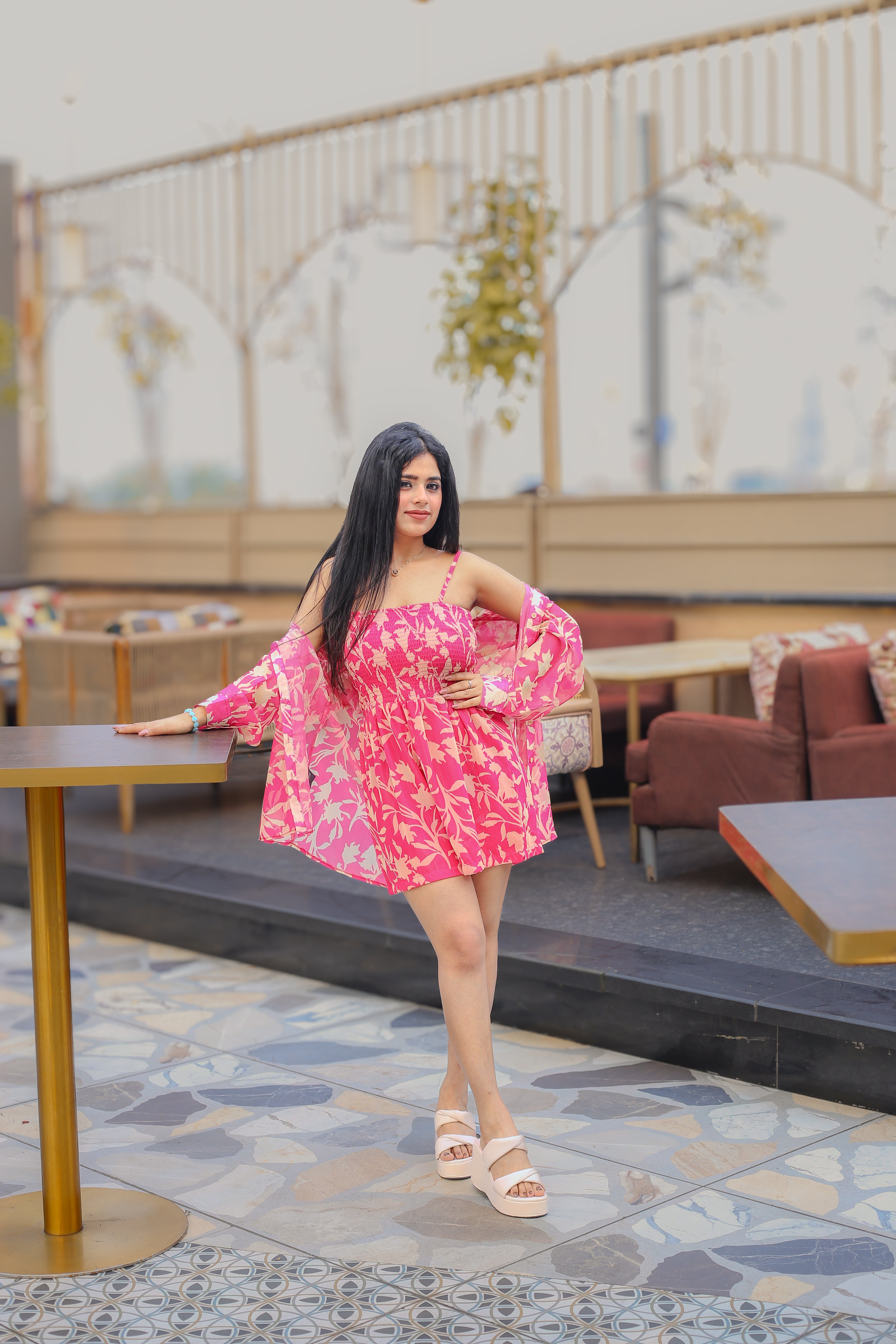 GEORGETTE PRINTED SHORT JUMPSUIT