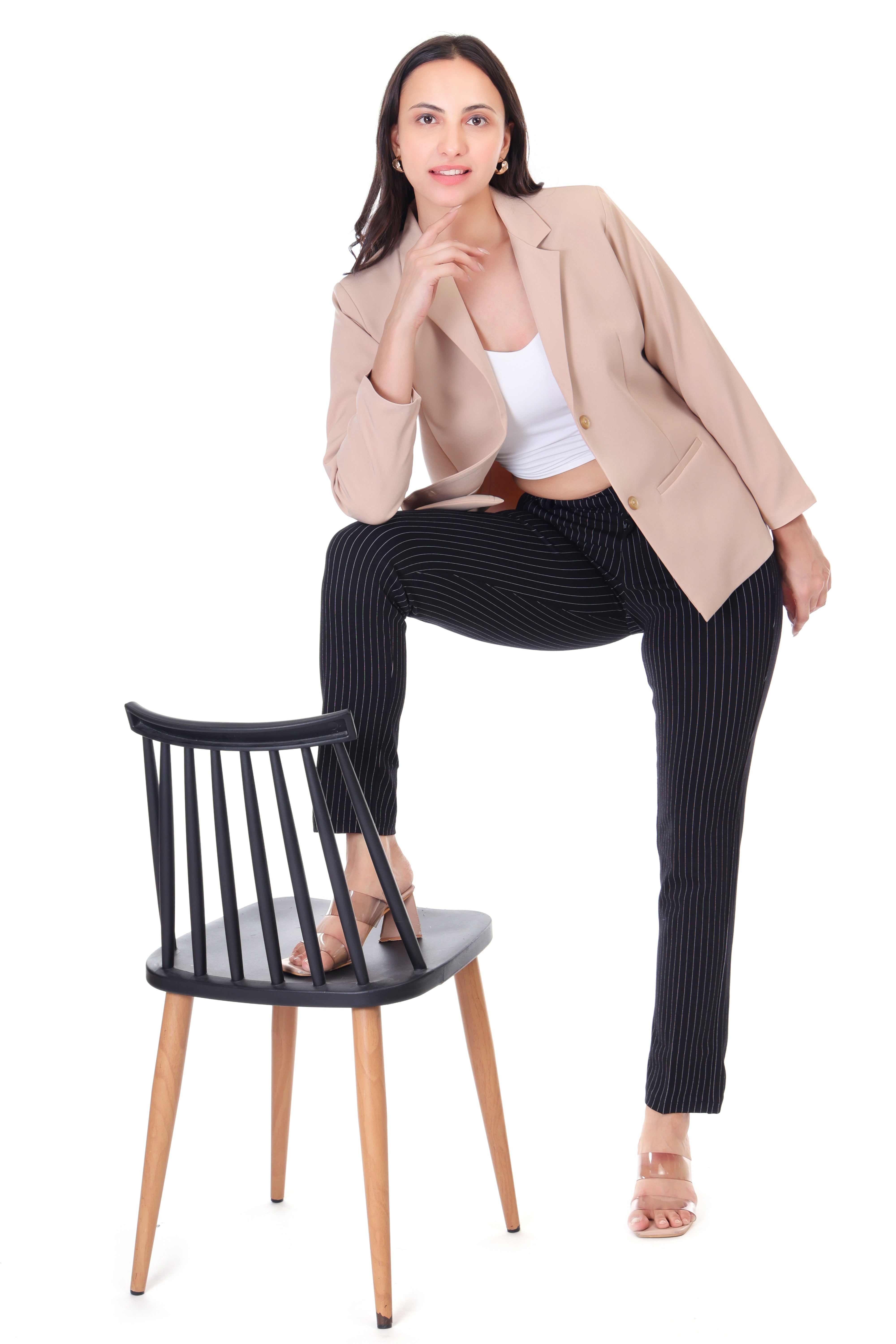 CLASSIC SINGLE BREASTED BEIGE BLAZER PLUS SIZE