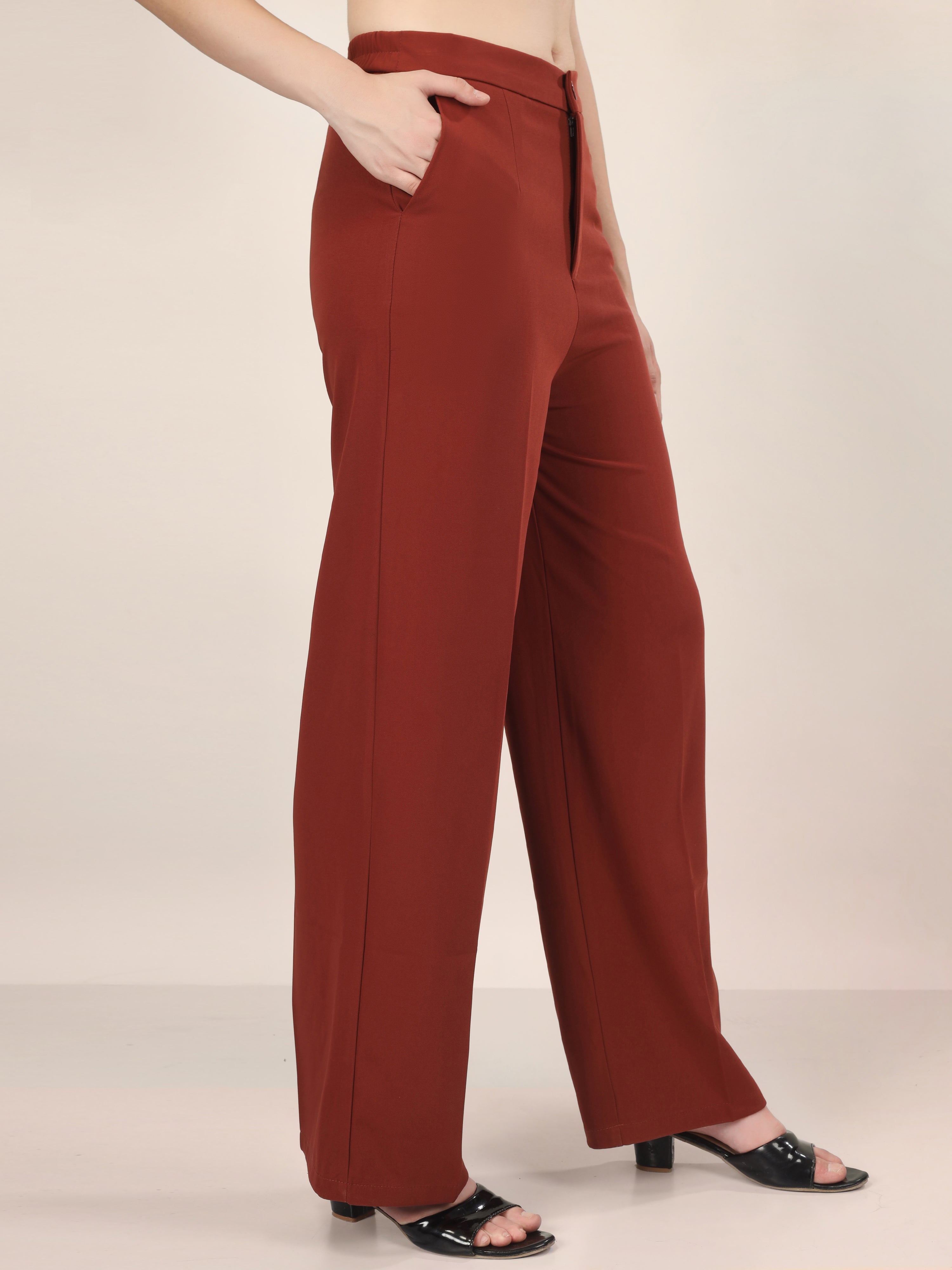 SINGLE BUTTON HIGH RISE FORMAL PANTS