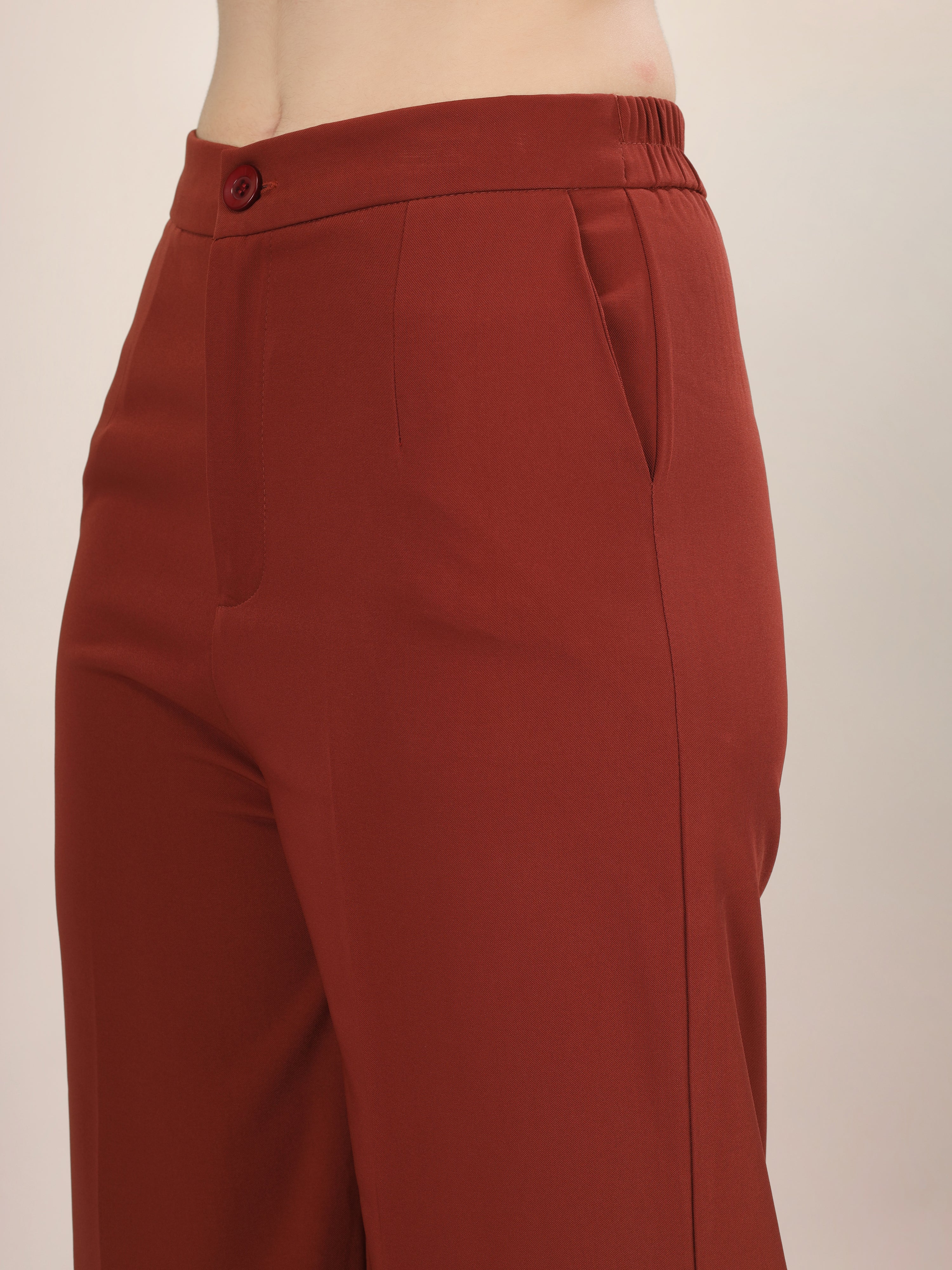 SINGLE BUTTON HIGH RISE FORMAL PANTS