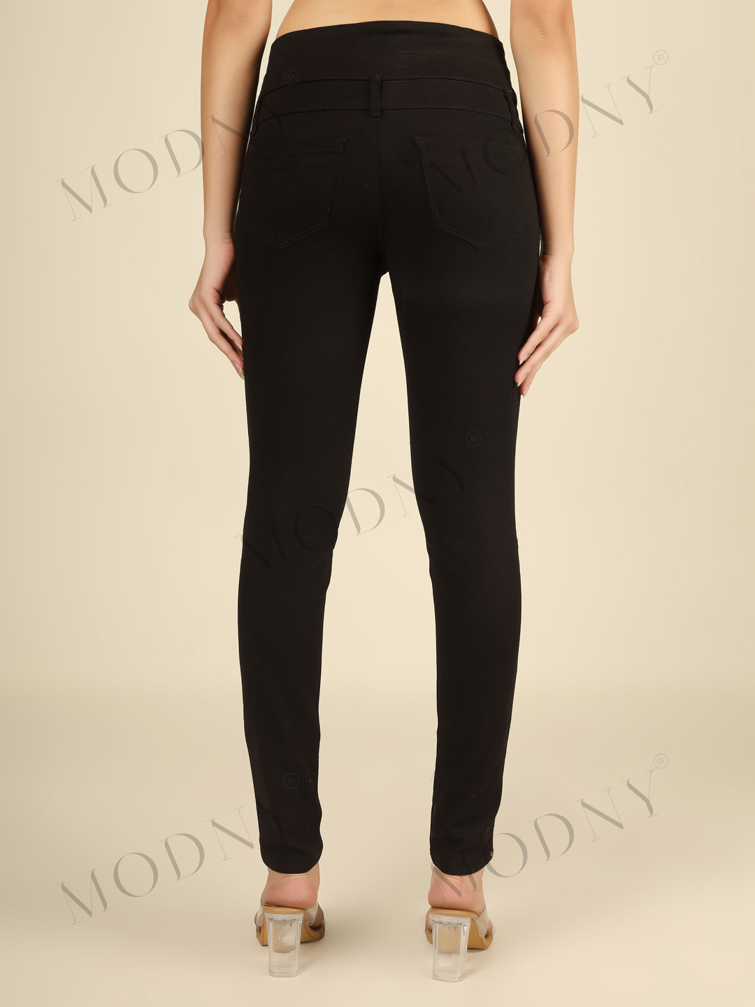The Corset-Waist Black Skinny Denim Jeans